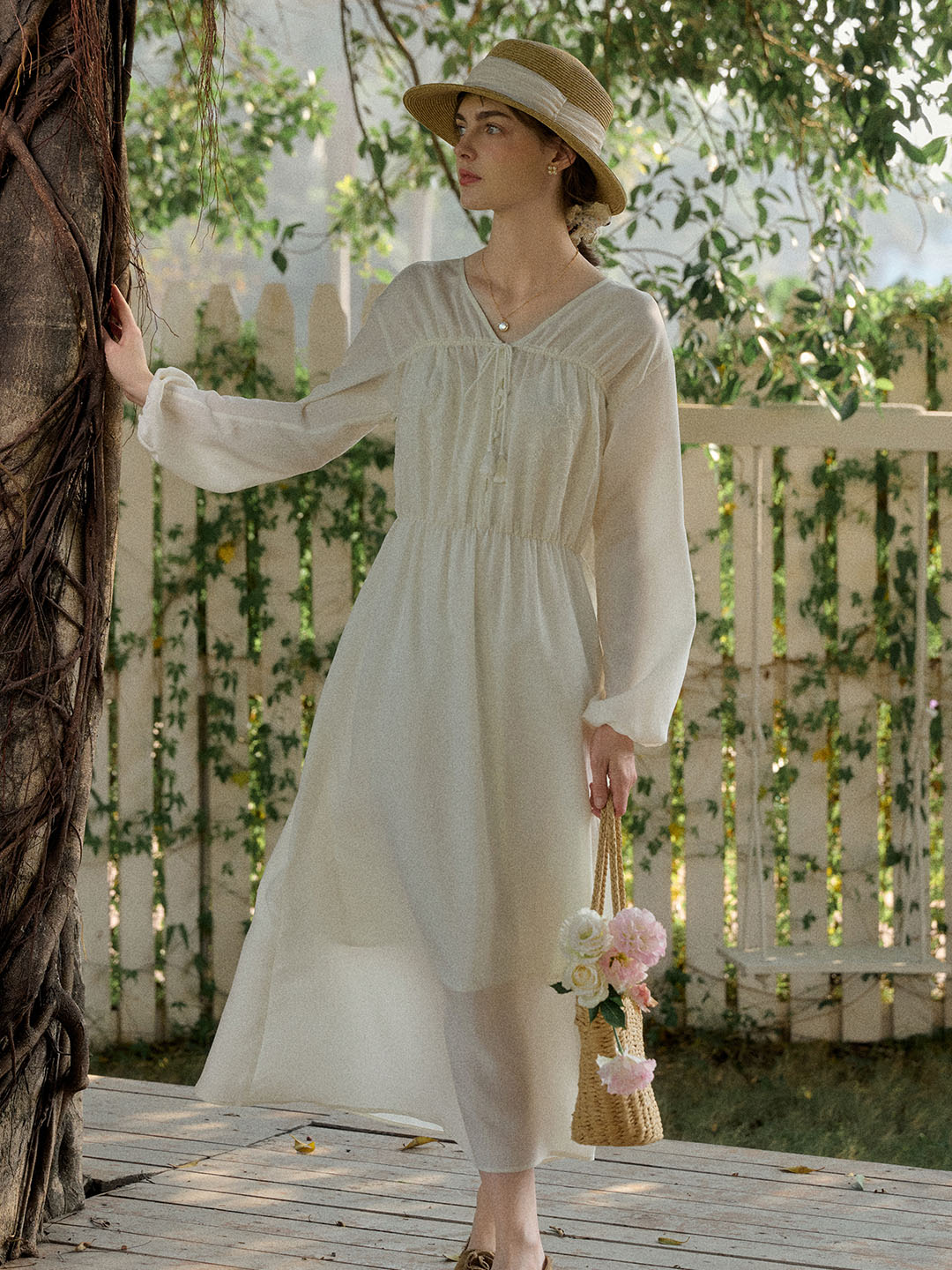 Collins V-neck Floral Embroidered Fringed Dress Collins V-neck Floral Embroidered Fringed Dress
