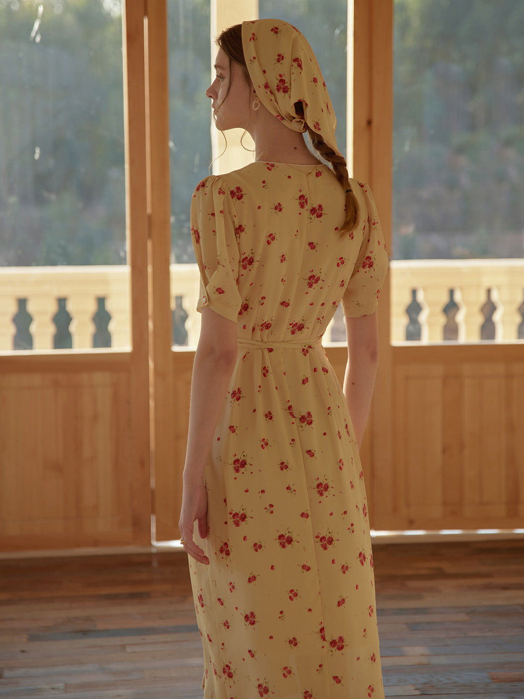 Kimura Floral-Print Midi Dress Yellow