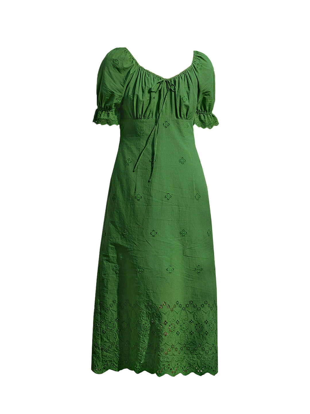 【Final Sale】Maya Square Neck Embroidery Puff Sleeves Dress