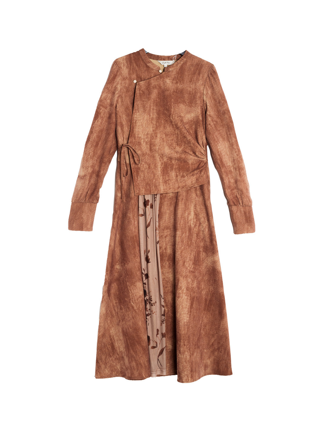 Mira Mandarin Collar Layered Floral Linen Dress