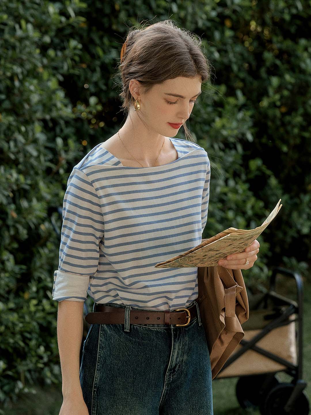 Aika Round Neck Striped 100% Cotton Top