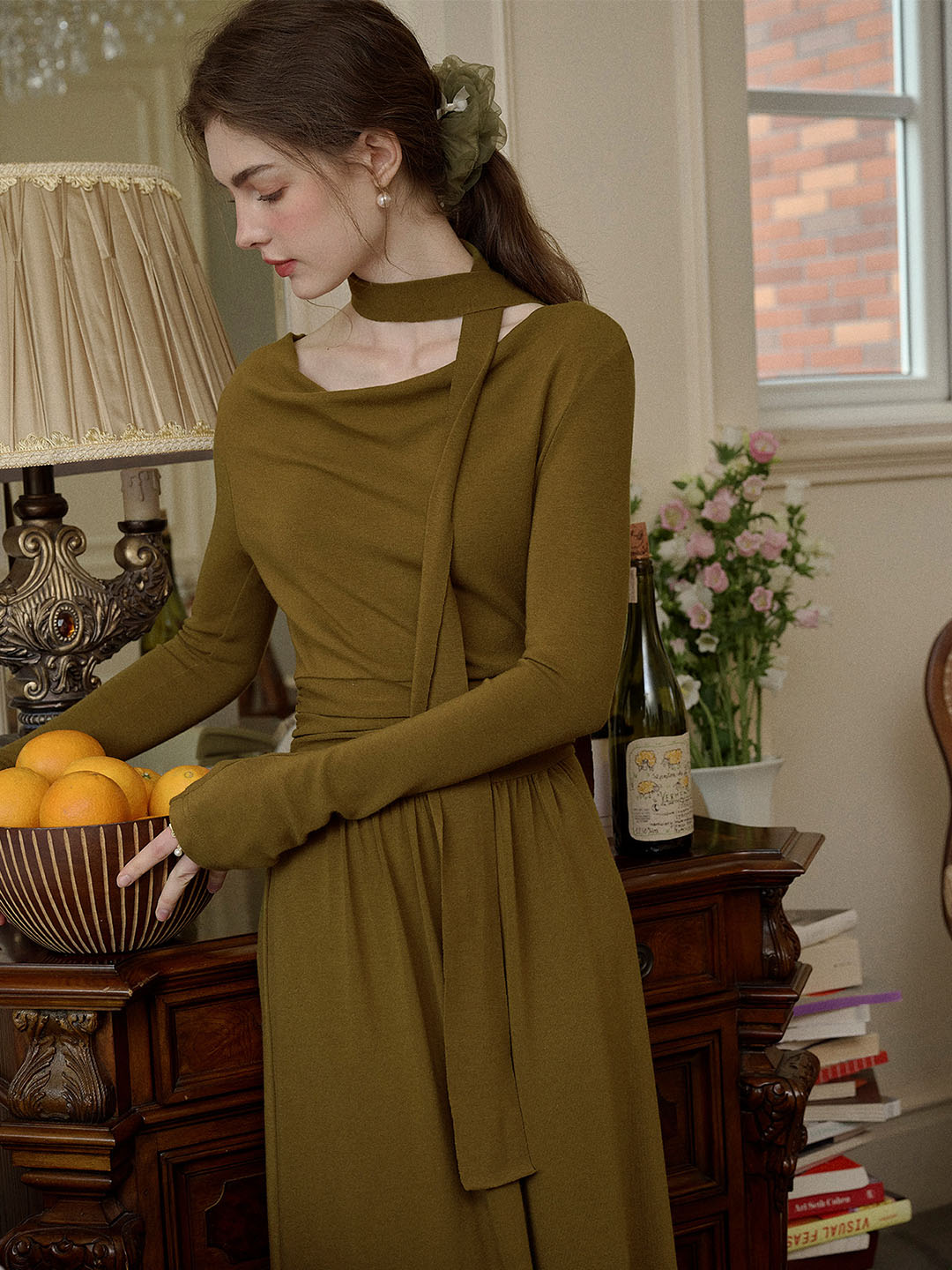 Journee Elegant Romantic Waist Knitted Dress