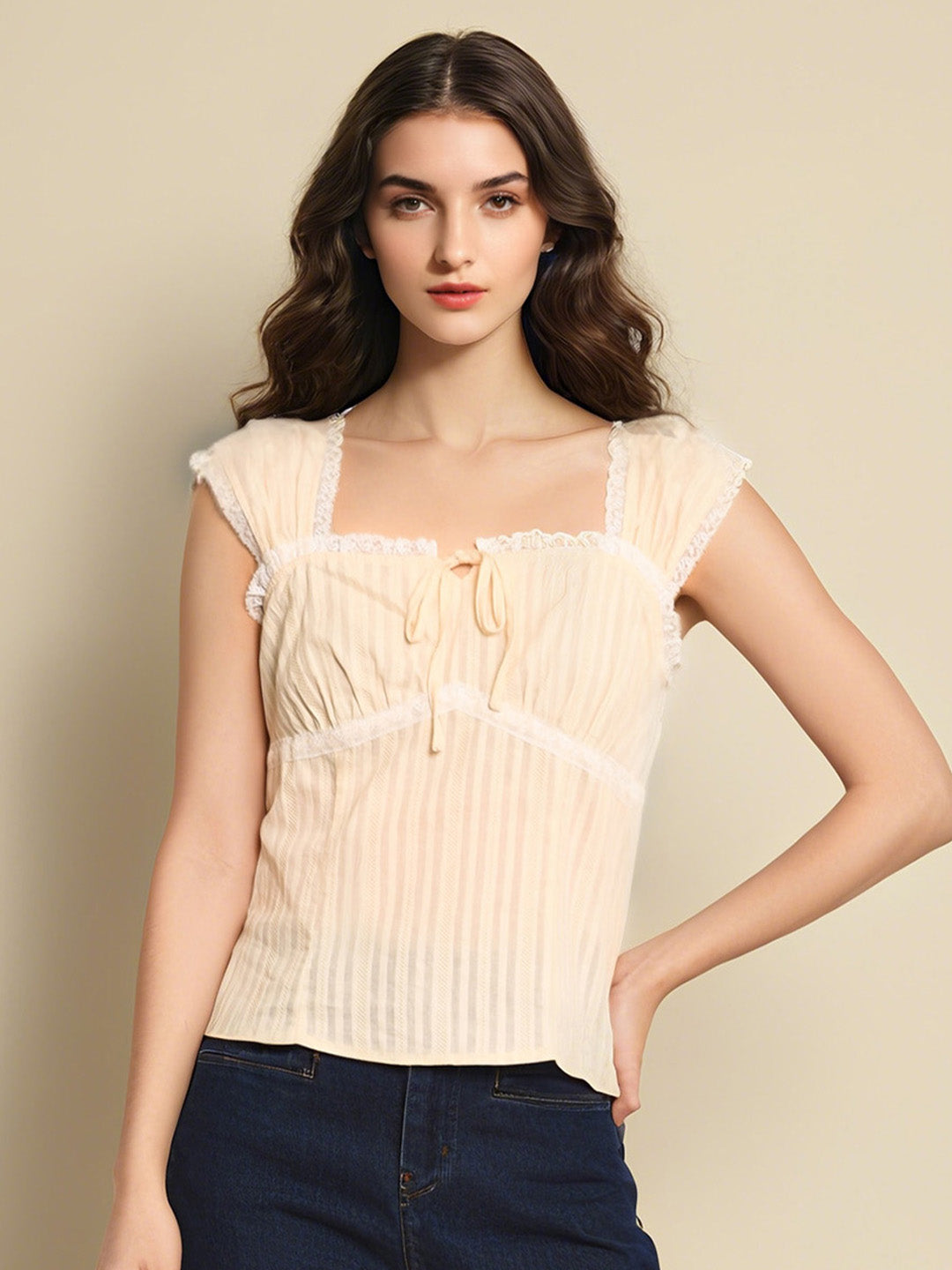 【Final Sale】Cecilia Square Neck Stripe Blouse