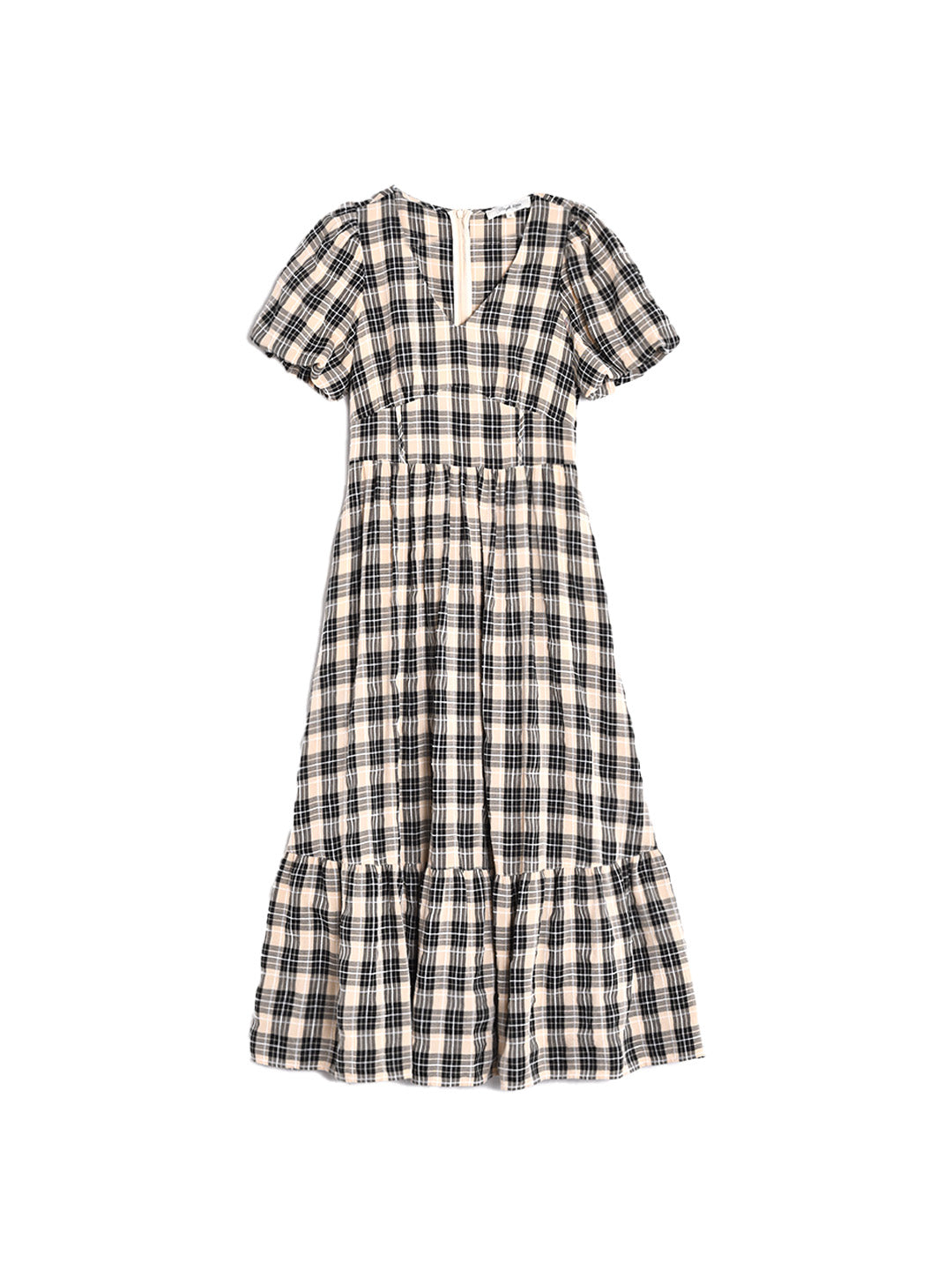 Annika V-Neck Plaid Viscose Dress