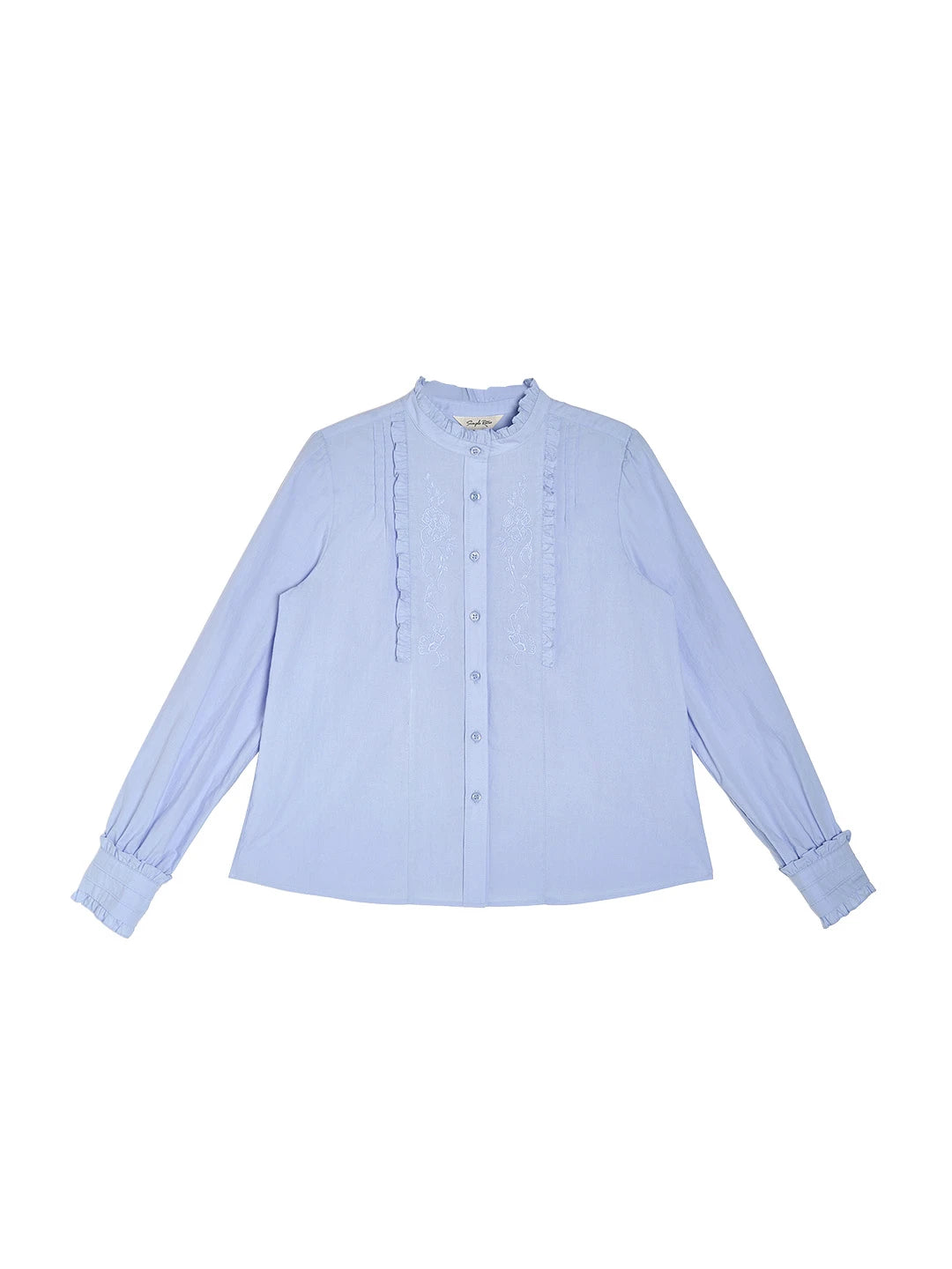 Kassidy Ruffle Collar Embroidered 100% Cotton Blouse