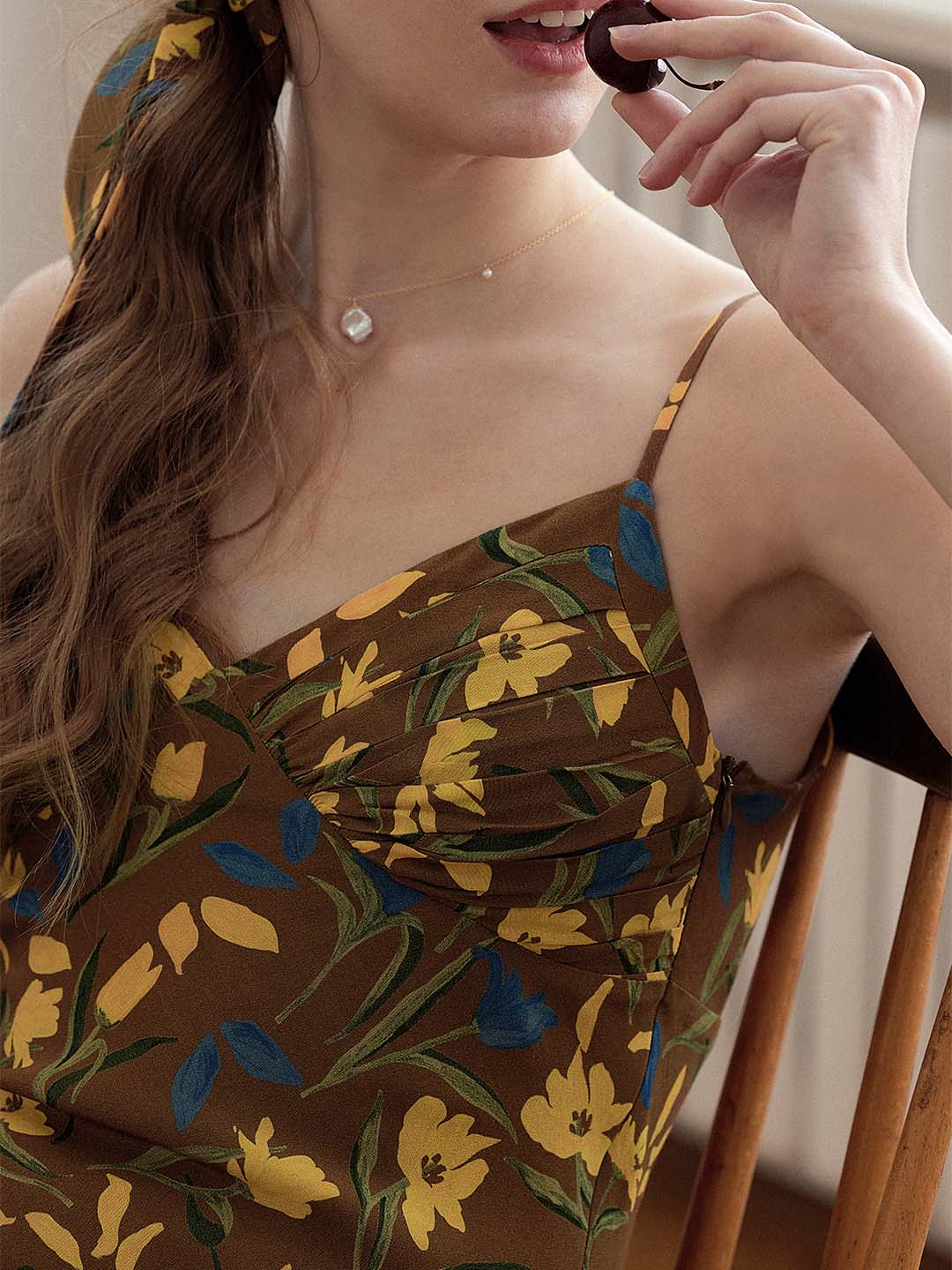 Miley Romantic Tulip Print Slip Dress
