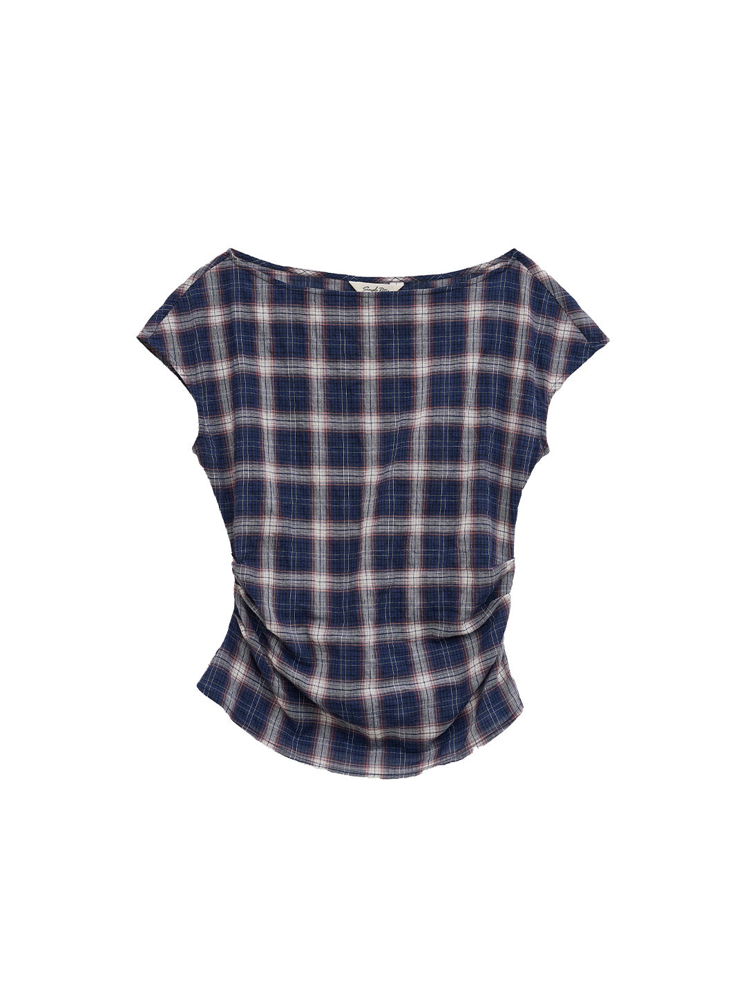Abigail Boat Neck Plaid Blouse