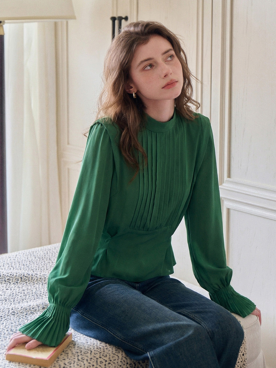 Mercy Round Neck Pleated Blouse