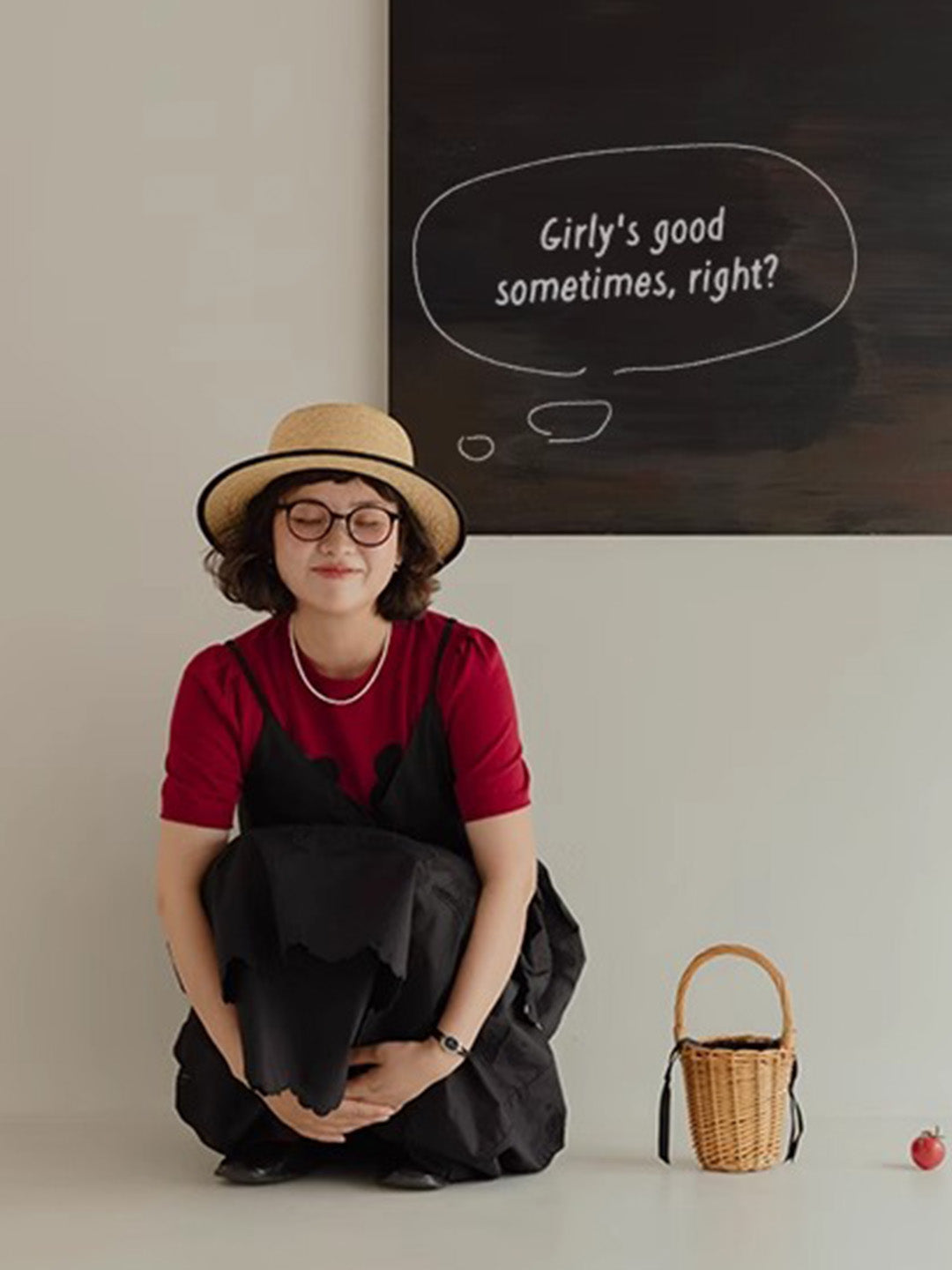 Chowxiaodou Puff-Sleeve Knit Linen T-Shirt