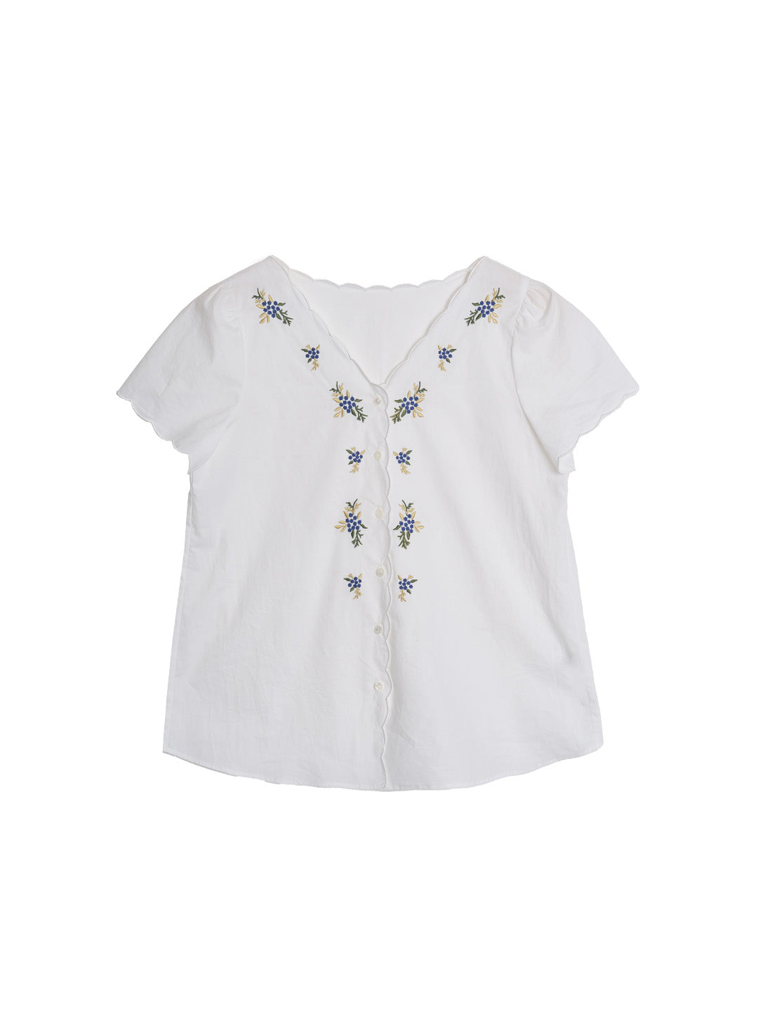 Daphne V-Neck Embroidered 100% Blouse