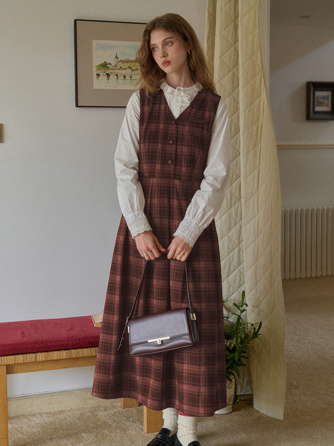 Kinley V-Neck Plaid Dress