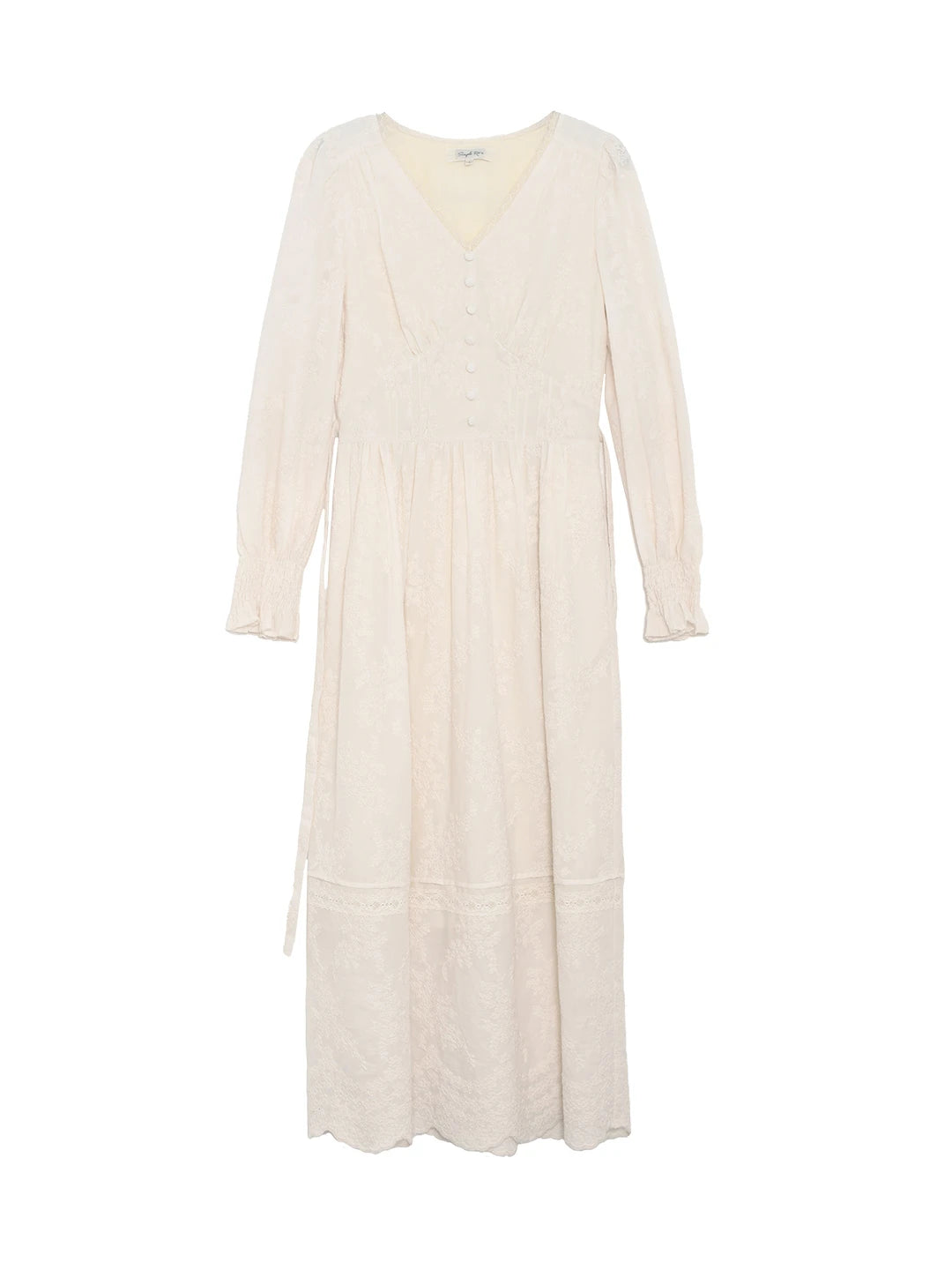 Rosalina V-Neck Embroidery Cotton Dress