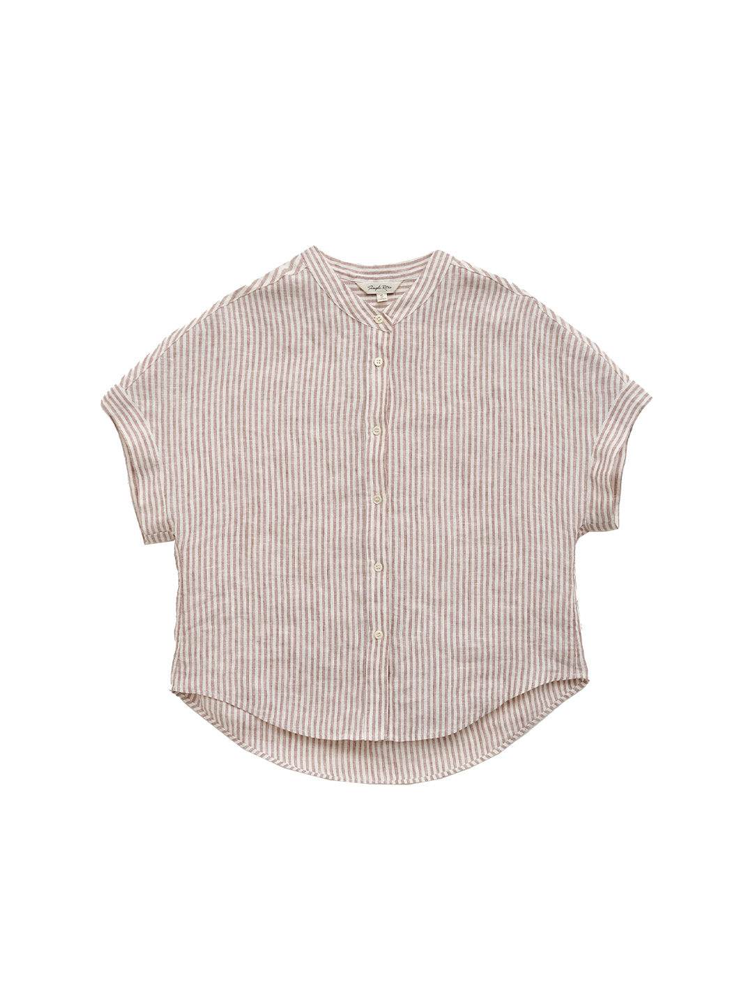 Fleur Stand Collar Stripe 100% Linen Blouse