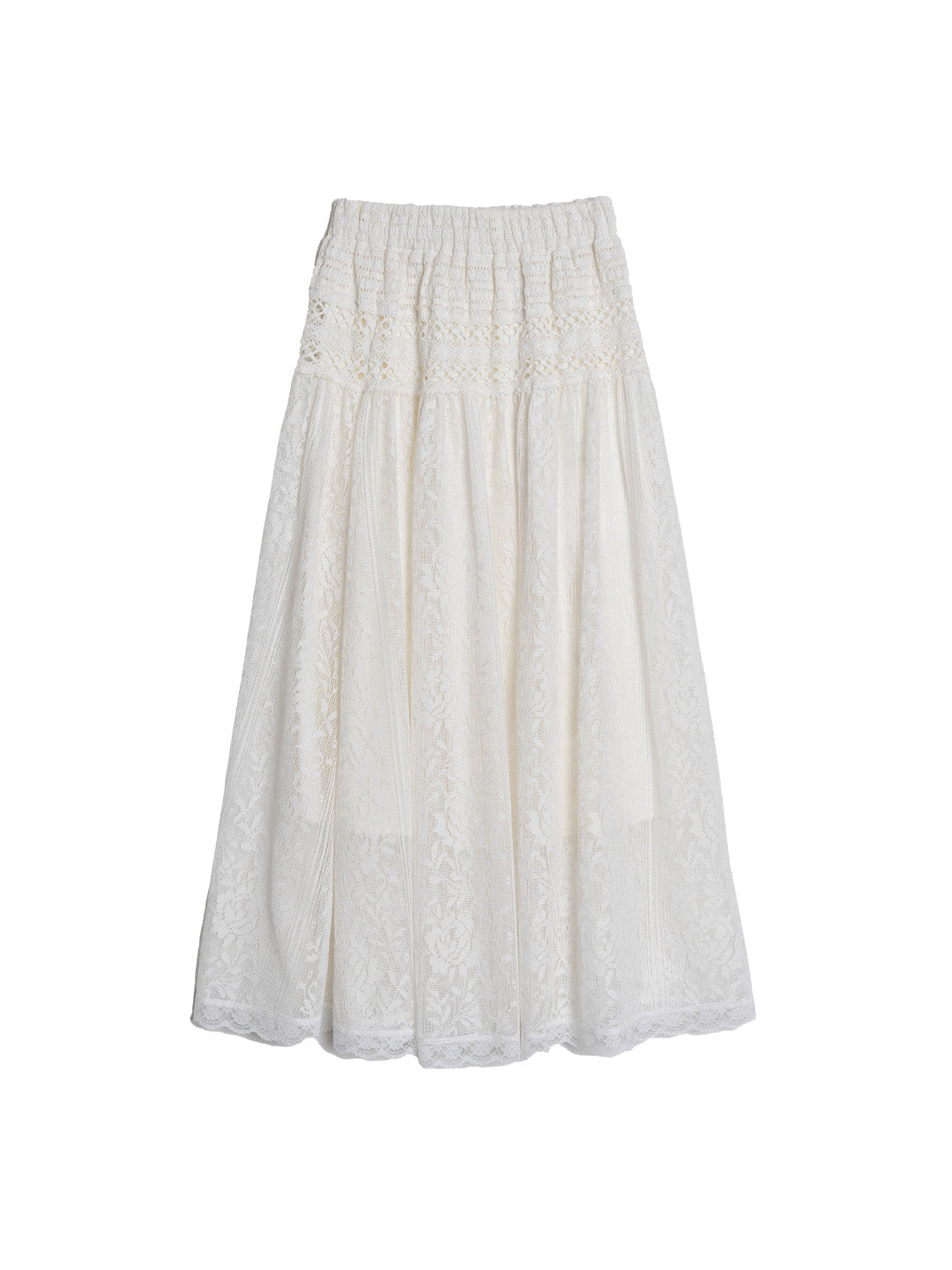 Kensley Lace-Embroidered Hollow Cotton Skirt