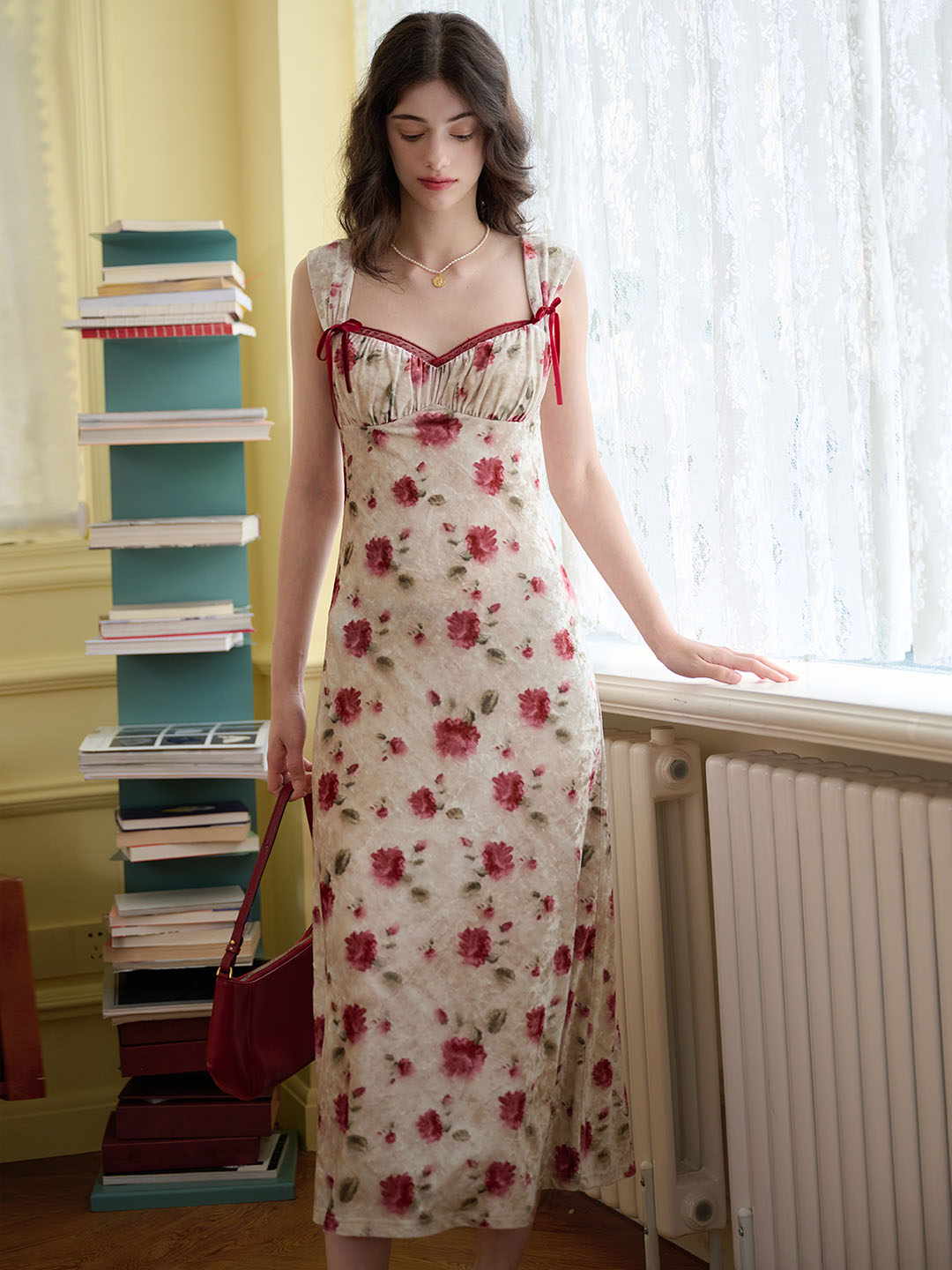 【Final Sale】Raelynn Floral Print Contrast Binding Ruched Bust Dress