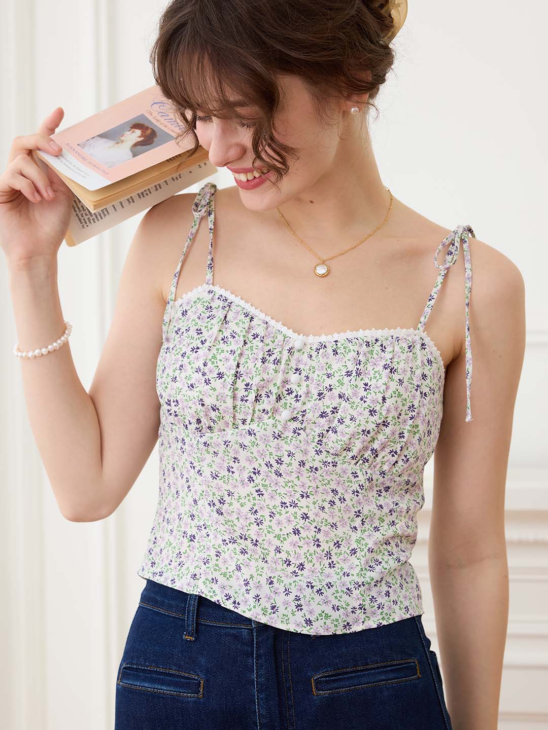 Clarissa - Floral V-Neck Lace Mesh Top