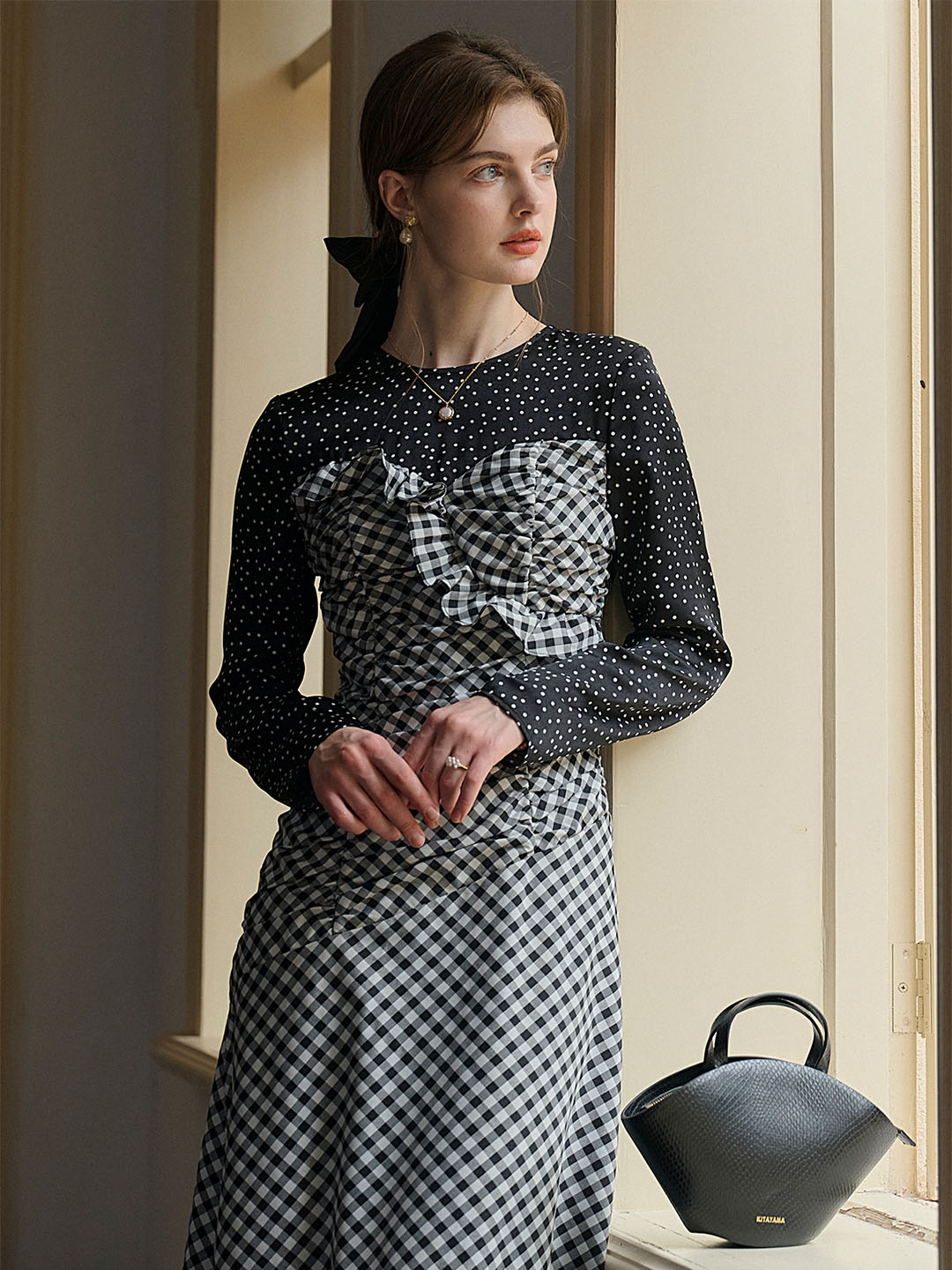 【Final Sale】Amara Classic Round Neck Patchwork Plaid Dress