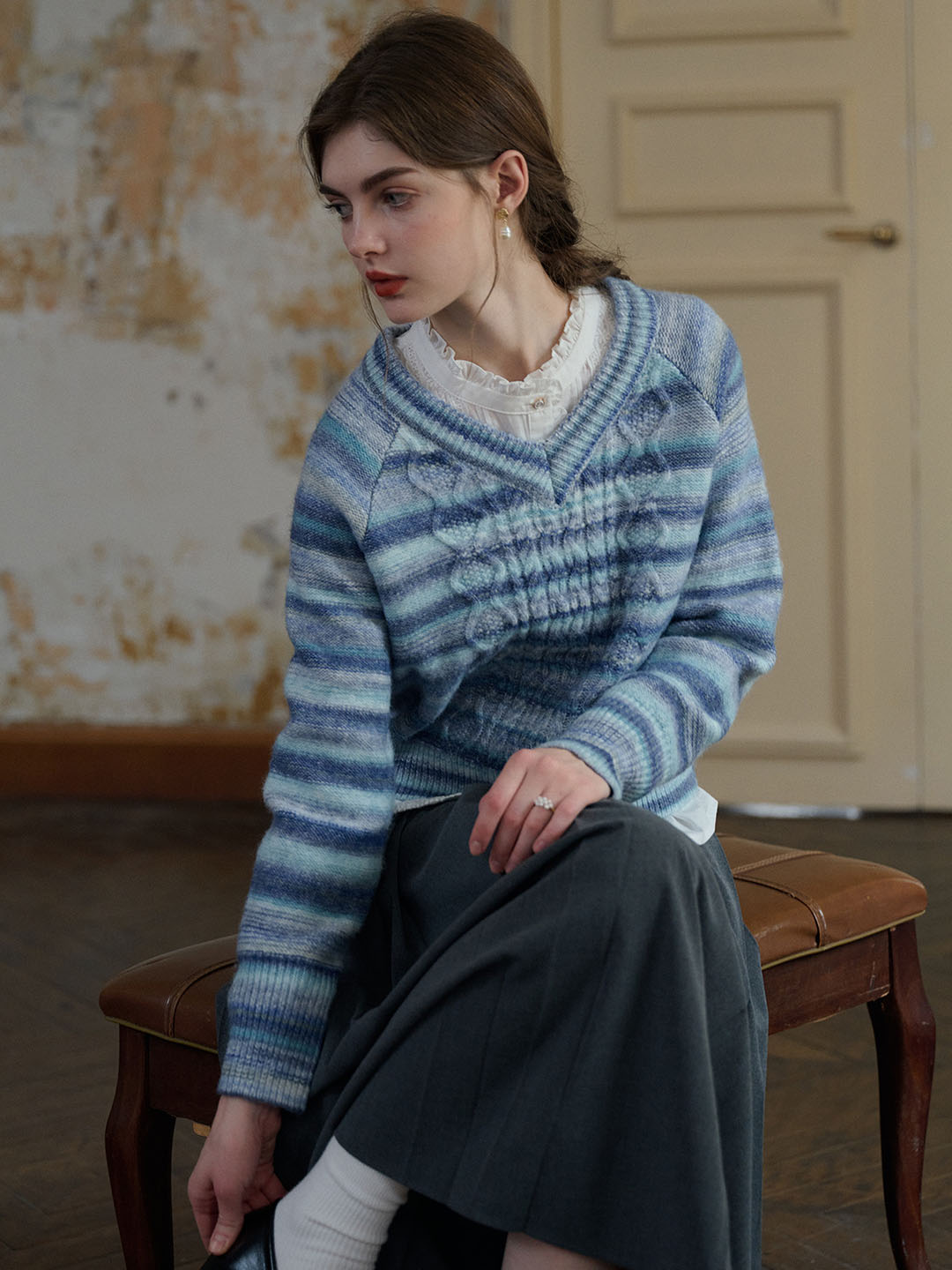 【Final Sale】Adalynn V-neck Striped Sweater