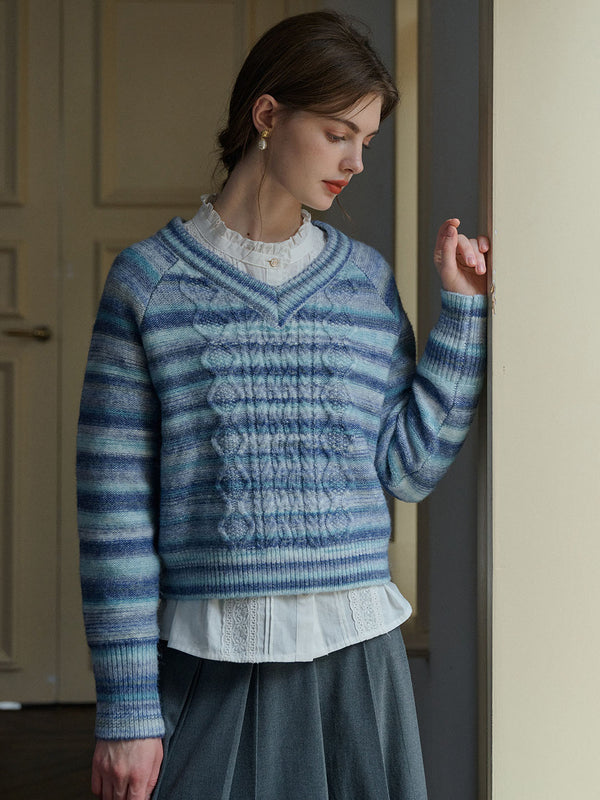 【Final Sale】Adalynn V-neck Striped Sweater