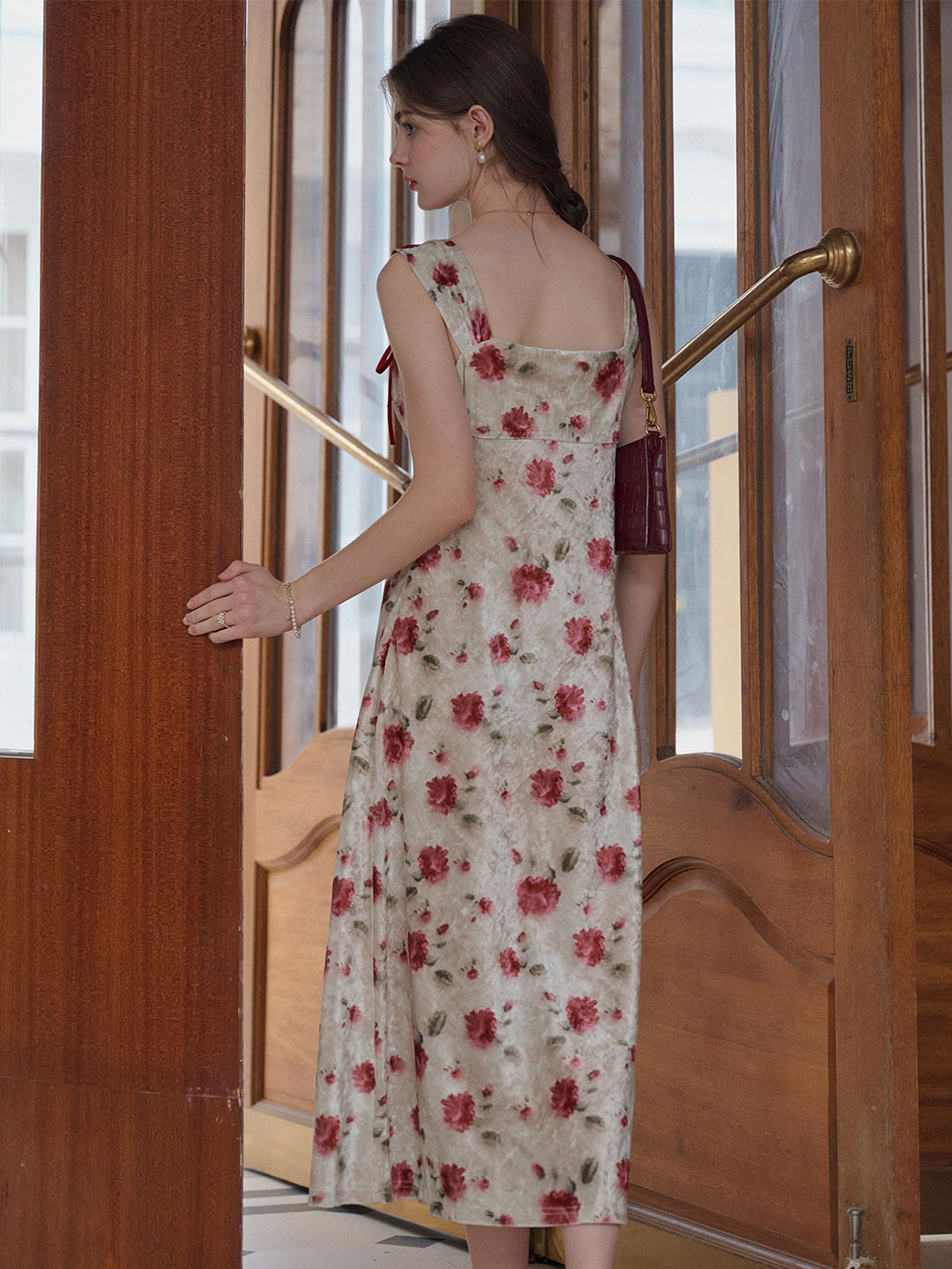 【Final Sale】Raelynn Floral Print Contrast Binding Ruched Bust Dress