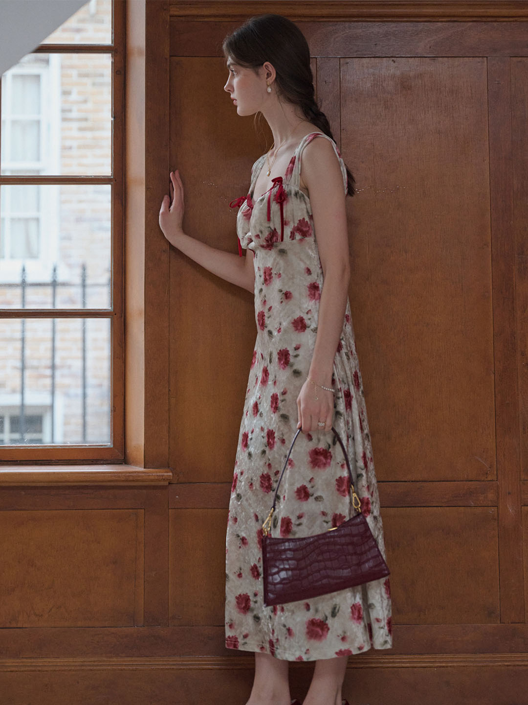 【Final Sale】Raelynn Floral Print Contrast Binding Ruched Bust Dress