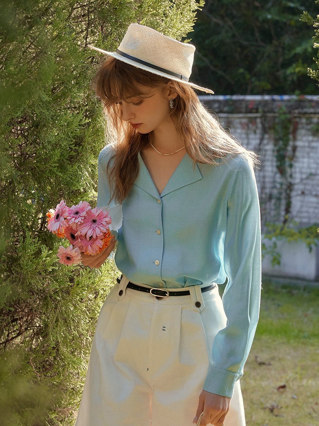 【Final Sale】Isla V-Neck Lapel Wool Shirt- Yellow