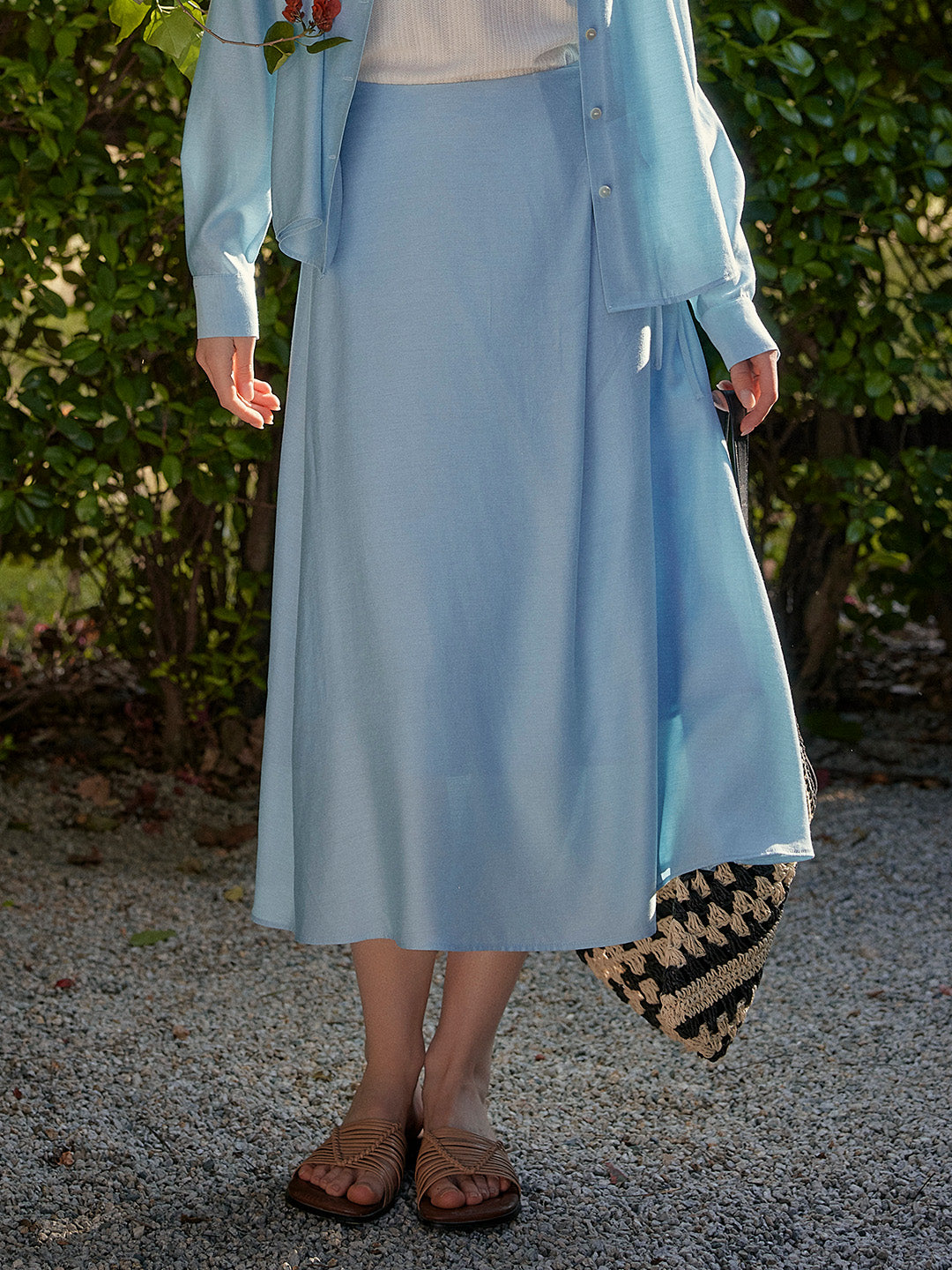 【Final Sale】Zariah Skin-Friendly Wool Skirt- Blue