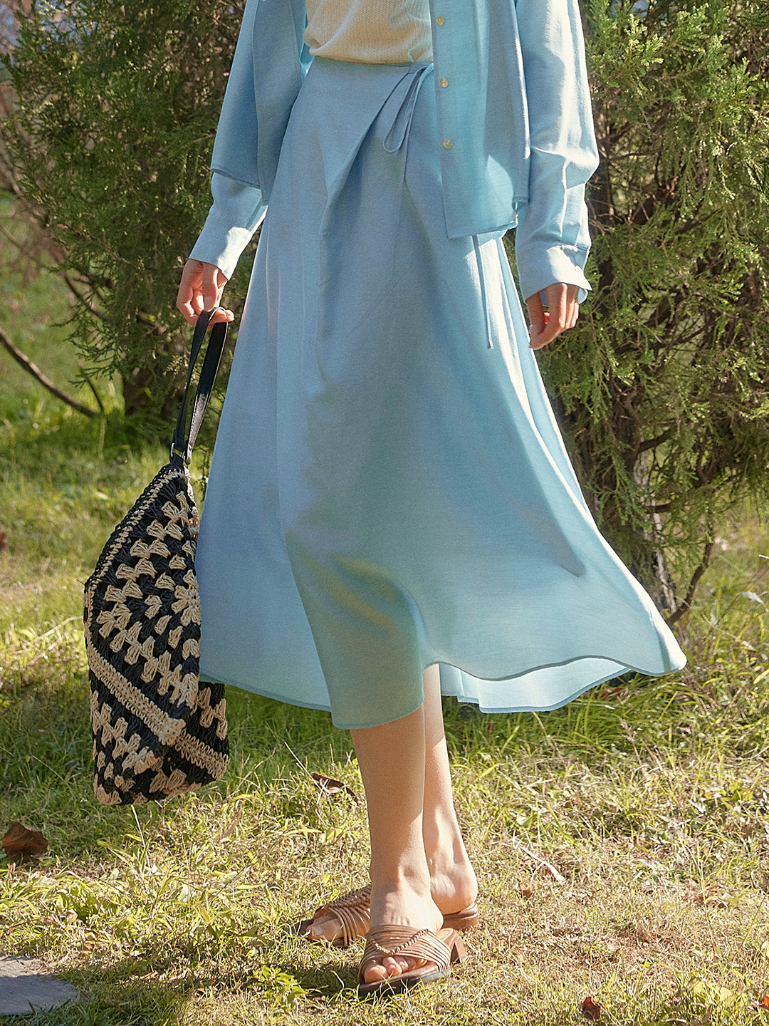 【Final Sale】Zariah Skin-Friendly Wool Skirt- Blue