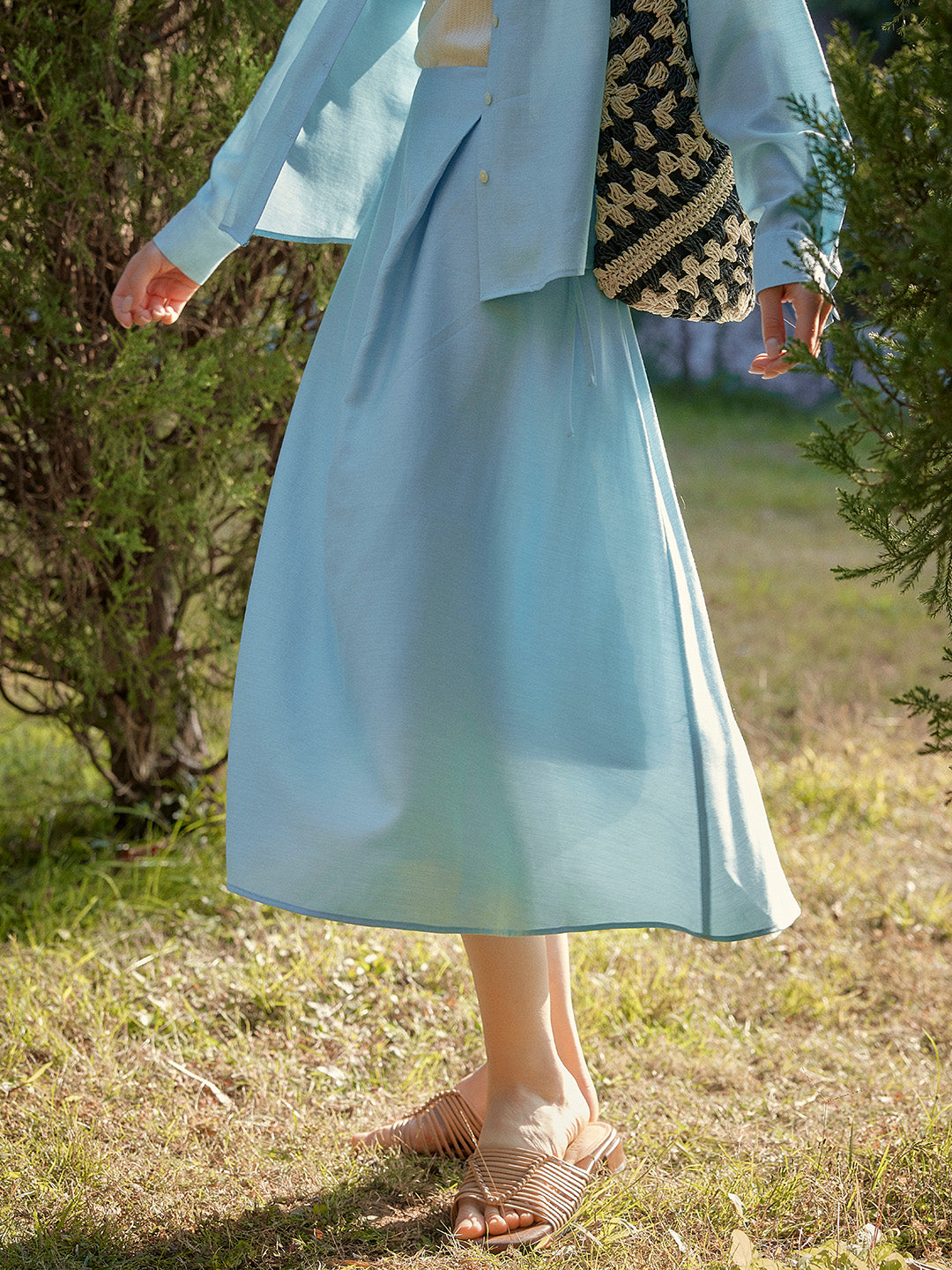 【Final Sale】Zariah Skin-Friendly Wool Skirt- Blue