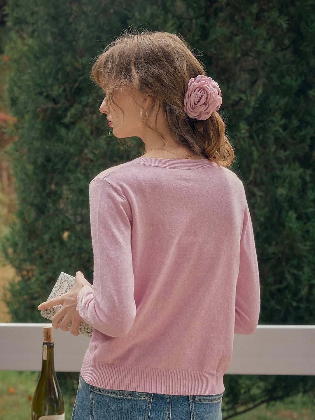【Final Sale】Amabel Round Neck Flower Cardigan