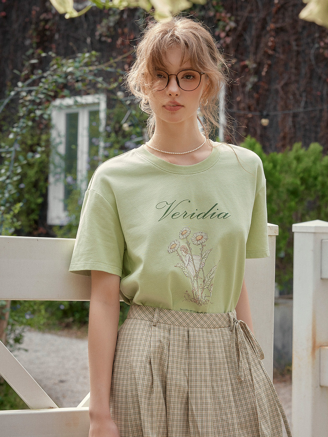 【Final Sale】Maci Round Neck Vintage Pattern T-shirt - Apricot