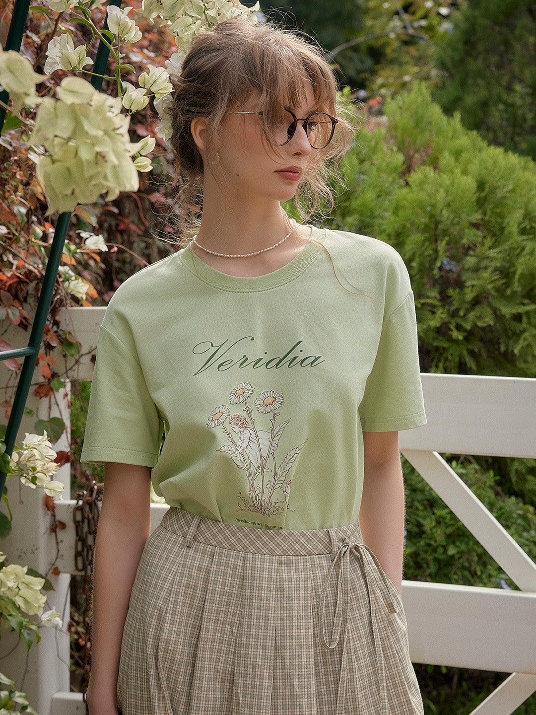 【Final Sale】Maci Round Neck Vintage Pattern T-shirt - Apricot