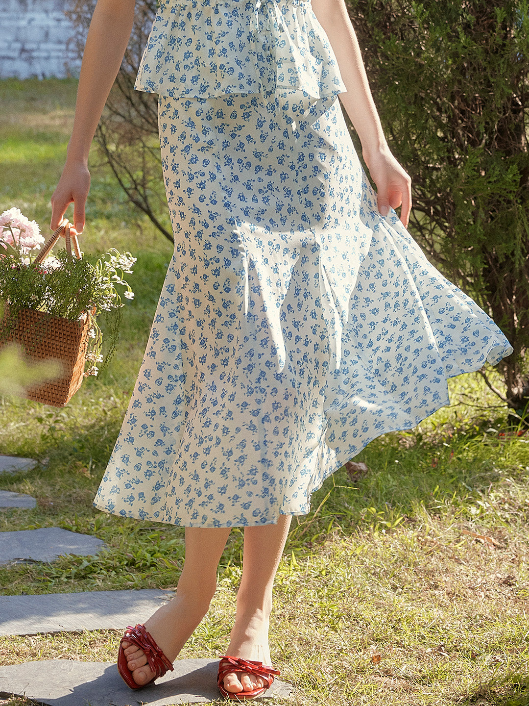 【Final Sale】Leslie French A-Line Floral Skirt