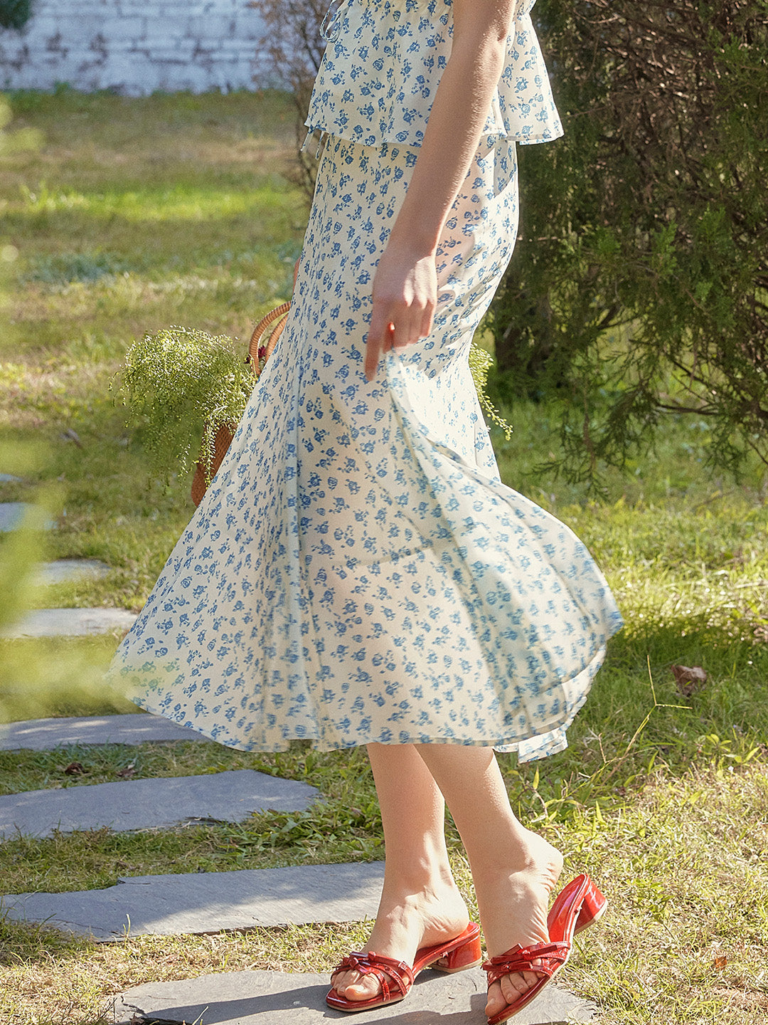 【Final Sale】Leslie French A-Line Floral Skirt