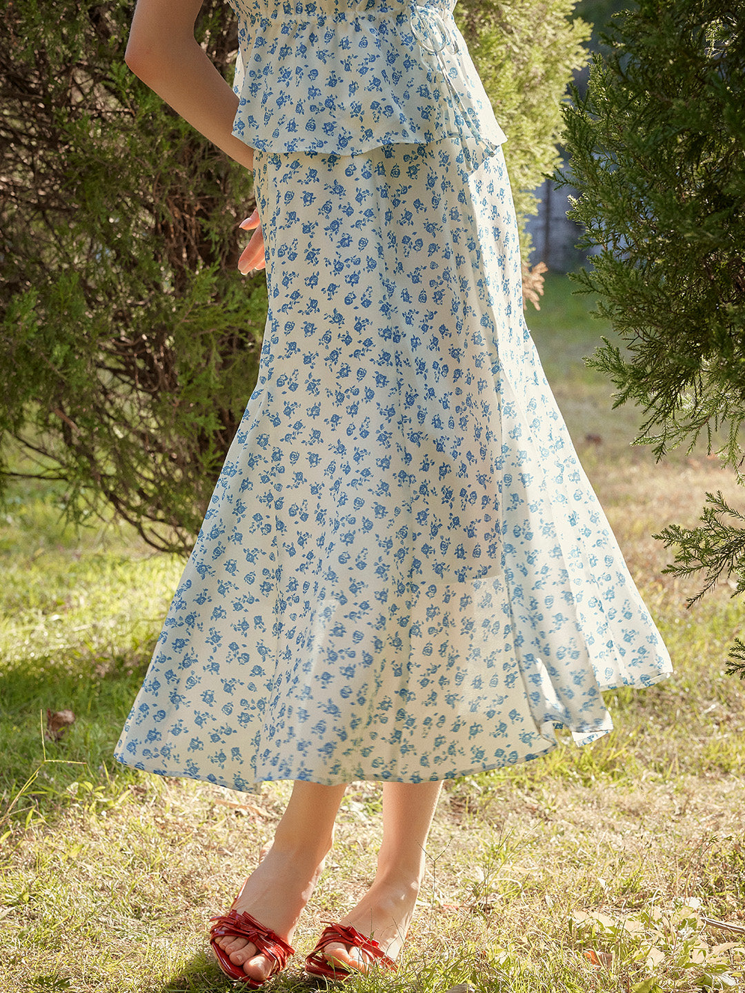 【Final Sale】Leslie French A-Line Floral Skirt