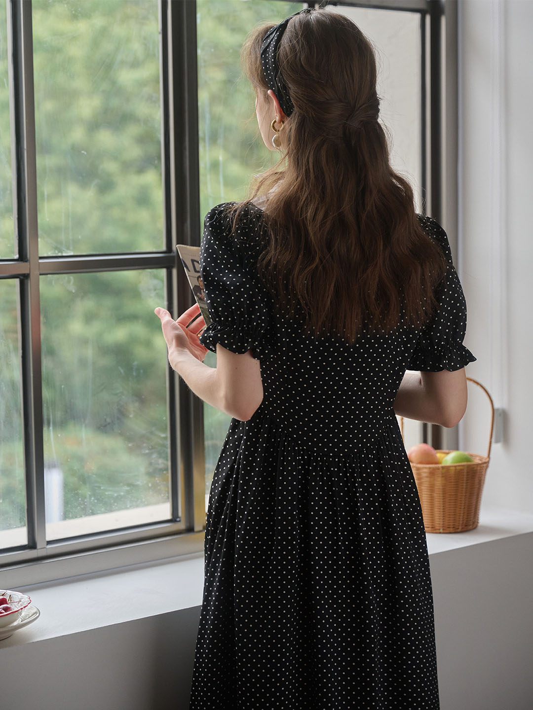 Dahlia Doll Neck Puff Sleeve Polka Dot Dress