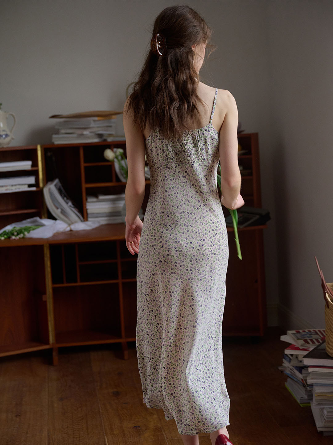 Juliana Lace Patchwork V-neck Floral Suspender Dress