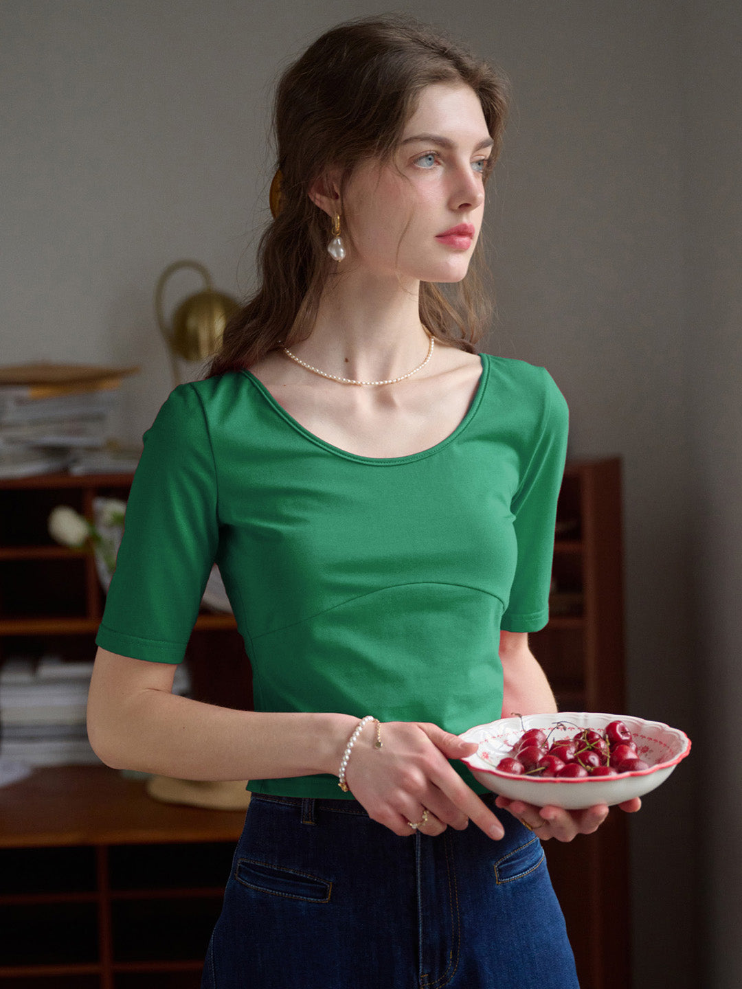 【Final Sale】Indigo Round Neck Knit Top - Pink