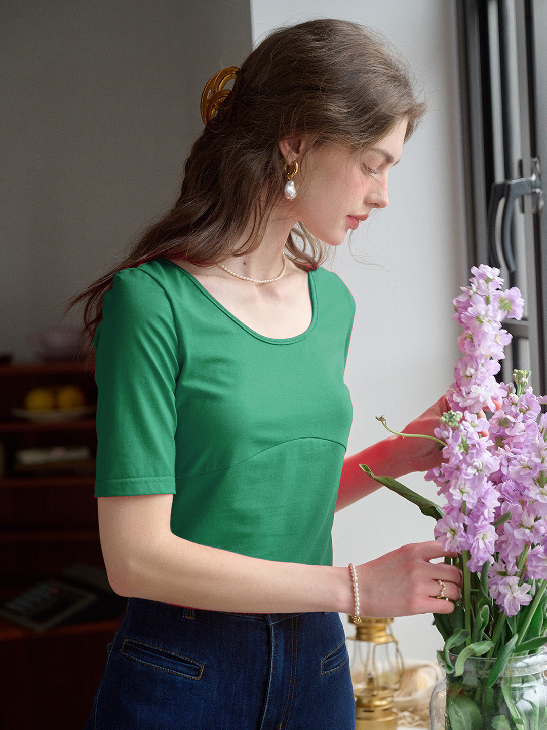 【Final Sale】Indigo Round Neck Knit Top - Pink