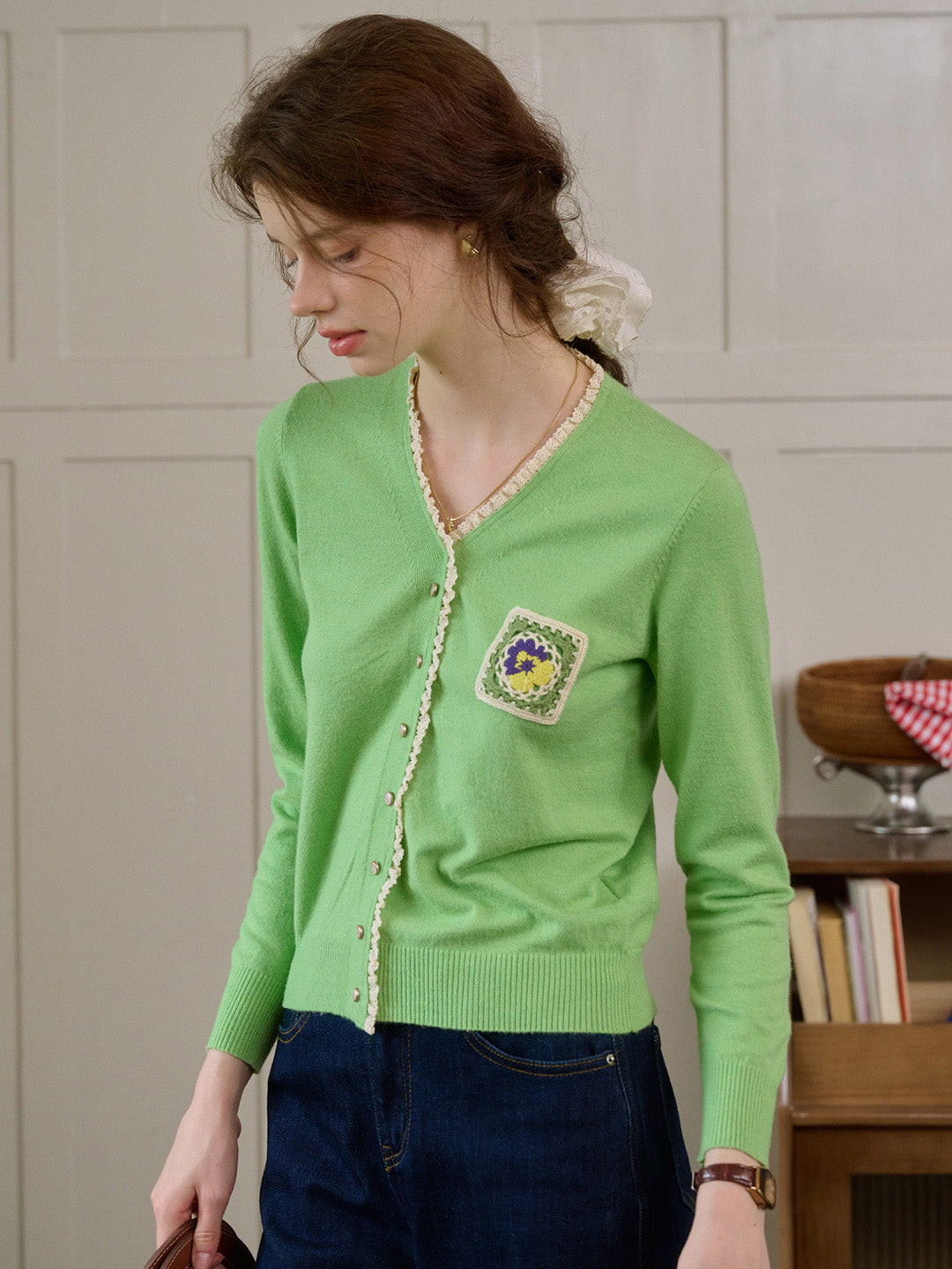 【Final Sale】Adalynn V-Neck Lace Patchwork Lapel Brooch Decoration Blazers With Front Patch