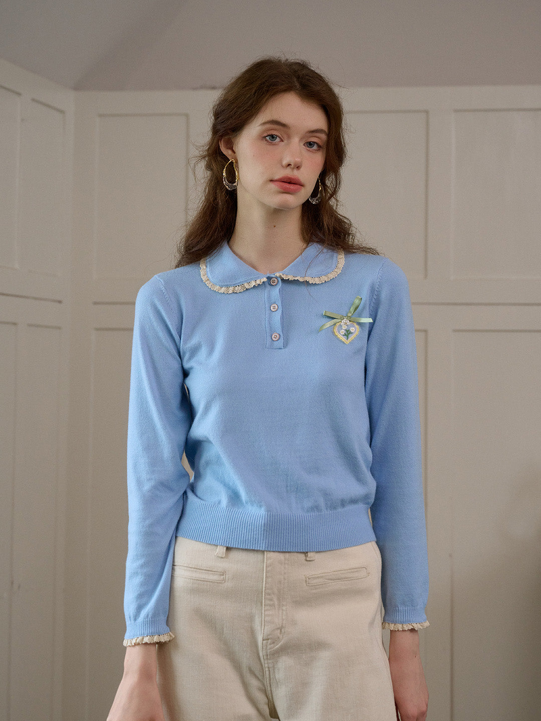 【Final Sale】Phoebe Customized Contrast Color Collared Pullover Sweater