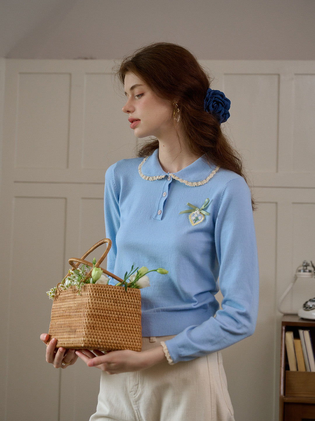 【Final Sale】Phoebe Customized Contrast Color Collared Pullover Sweater