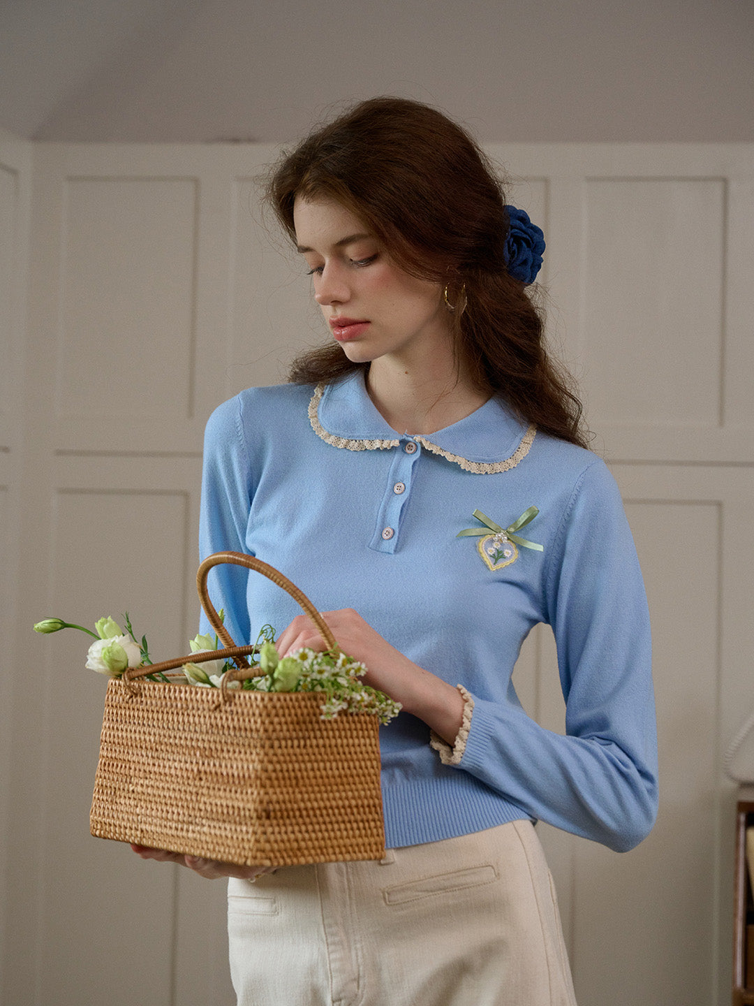 【Final Sale】Phoebe Customized Contrast Color Collared Pullover Sweater