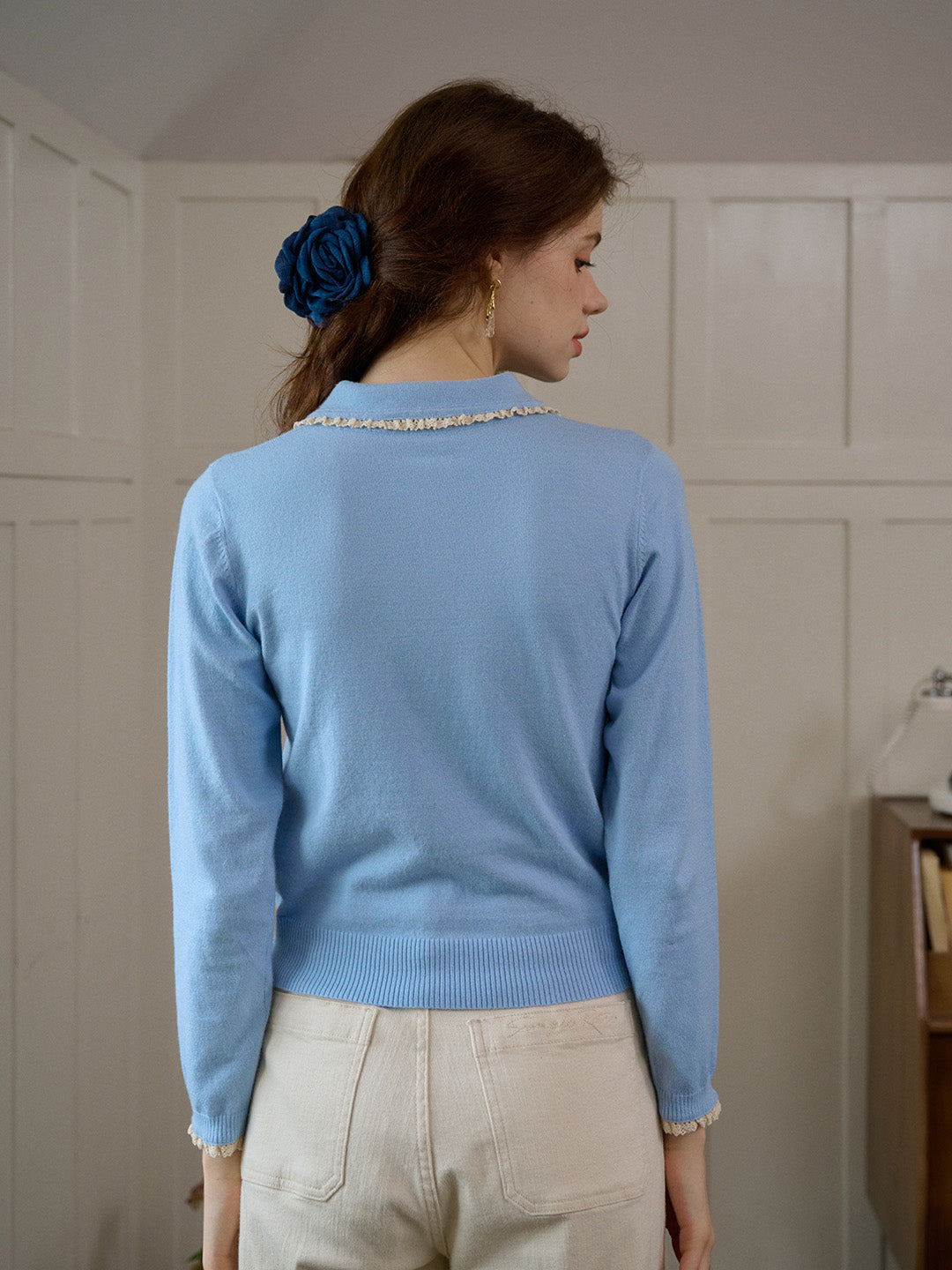 【Final Sale】Phoebe Customized Contrast Color Collared Pullover Sweater