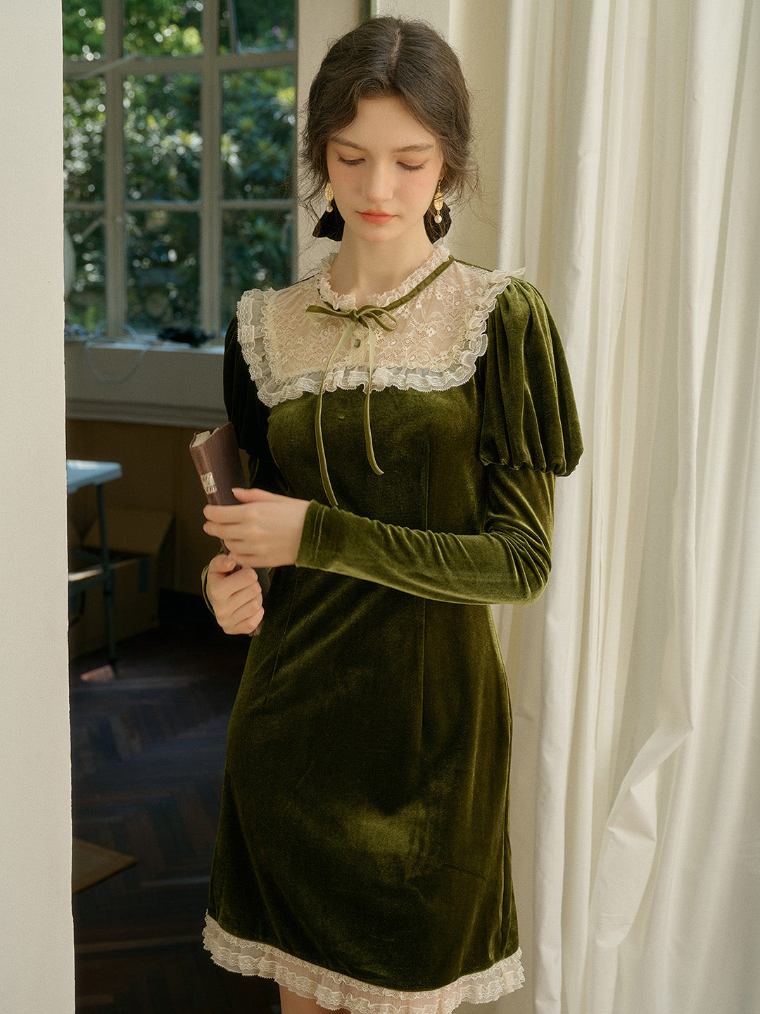 knee length dress with collar Short Sleeve Buttoned Knee Length Dress | Navy
