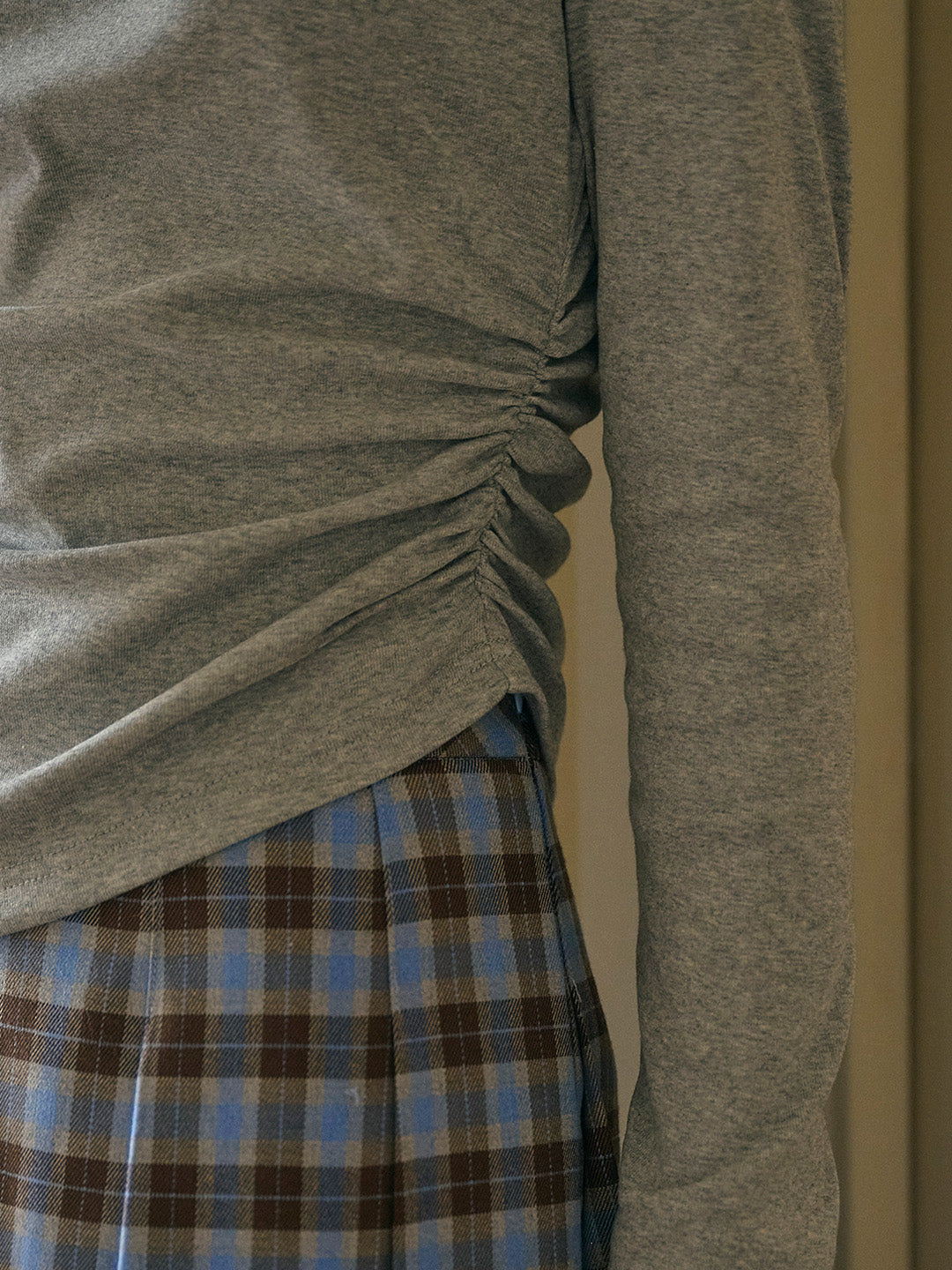 Belen Classic Design Pleated Knitted Fit Sweatshirt - Gray