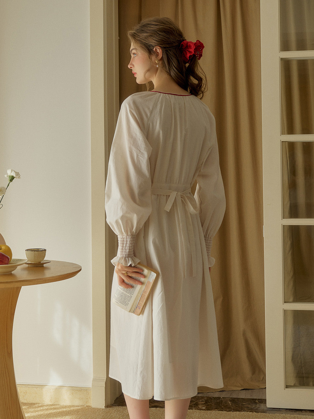 【Final Sale】Zinnia Round Neck Rose Embroidered Dress