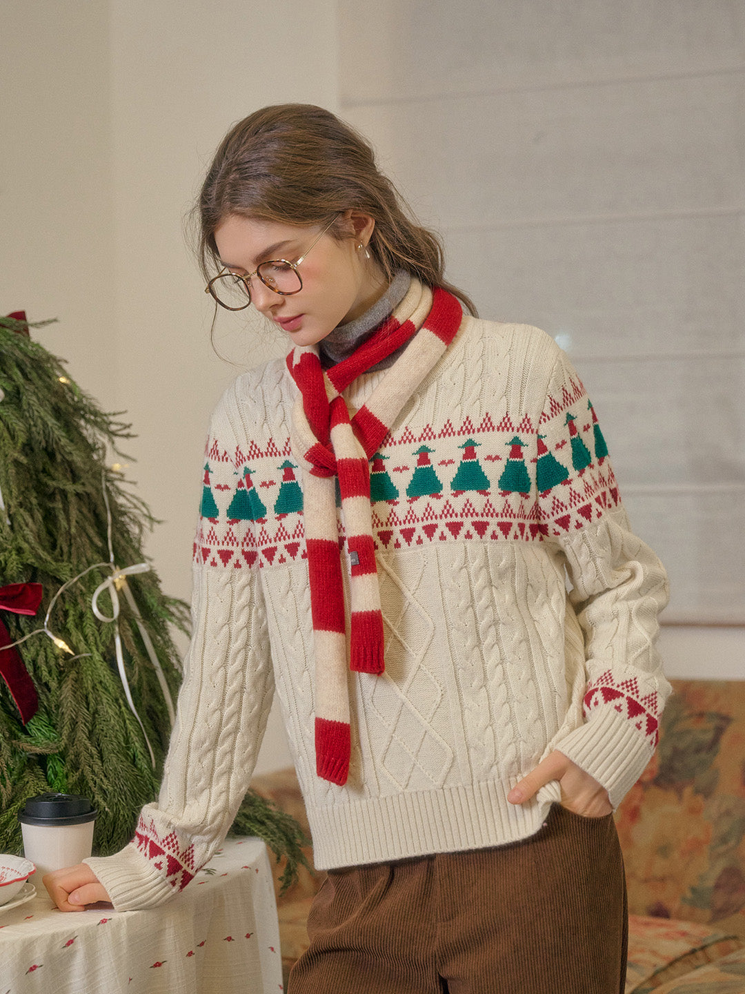 Fairisle Sweater White Christmas Sweater Merry Christmas Fairisle