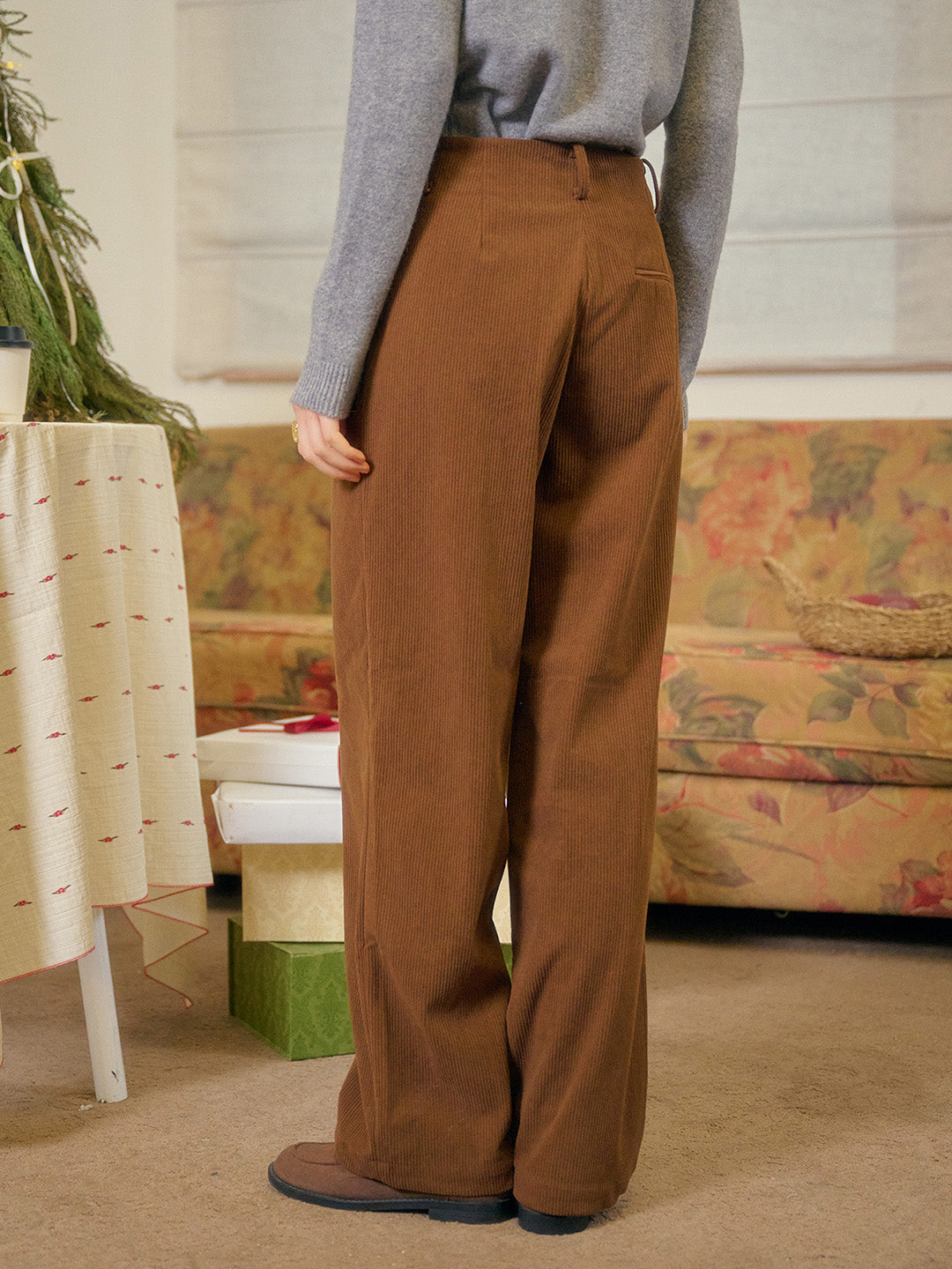 Novah Vintage Two-button Straight Corduroy Trousers