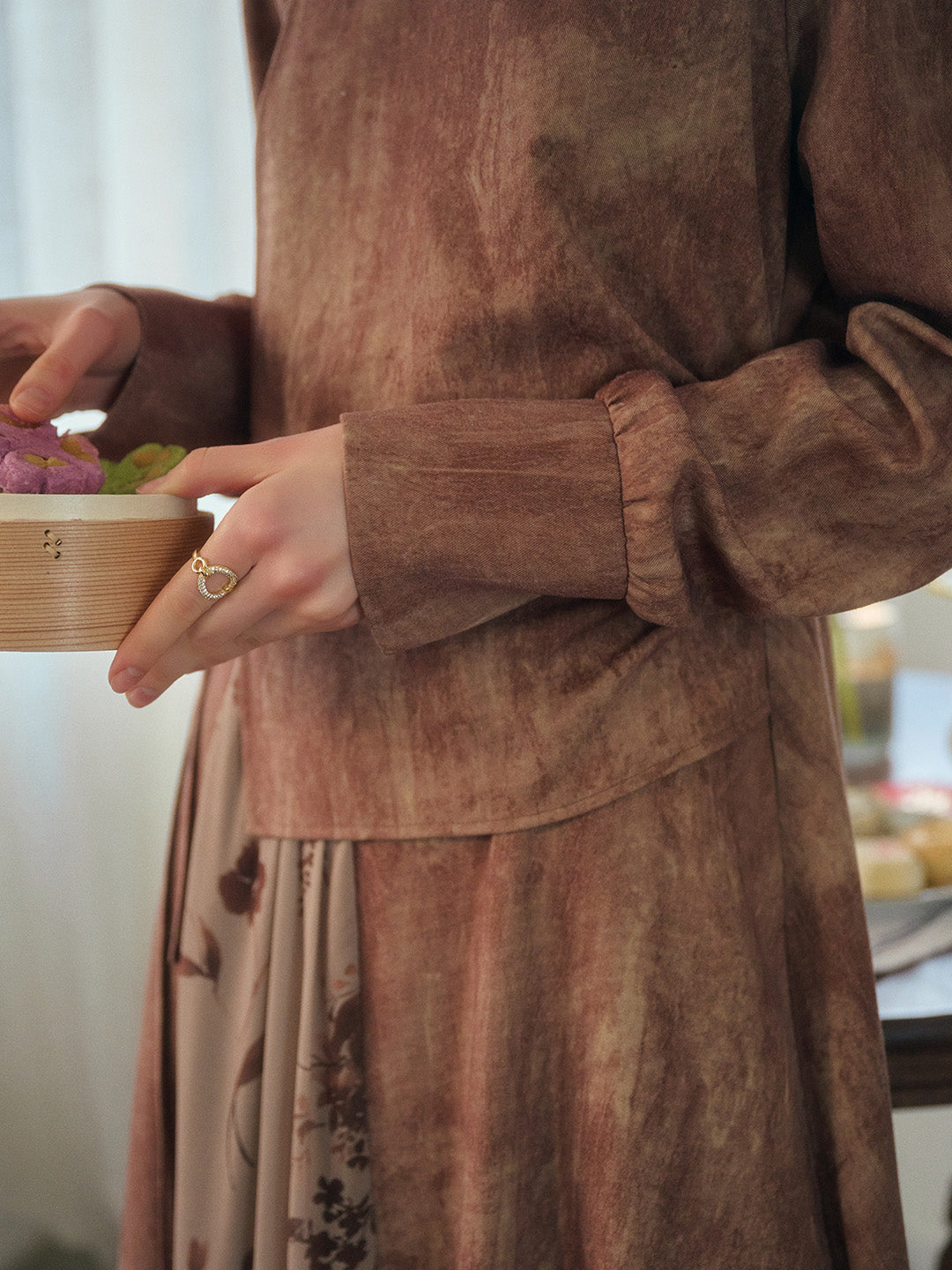 Mira Mandarin Collar Layered Floral Linen Dress